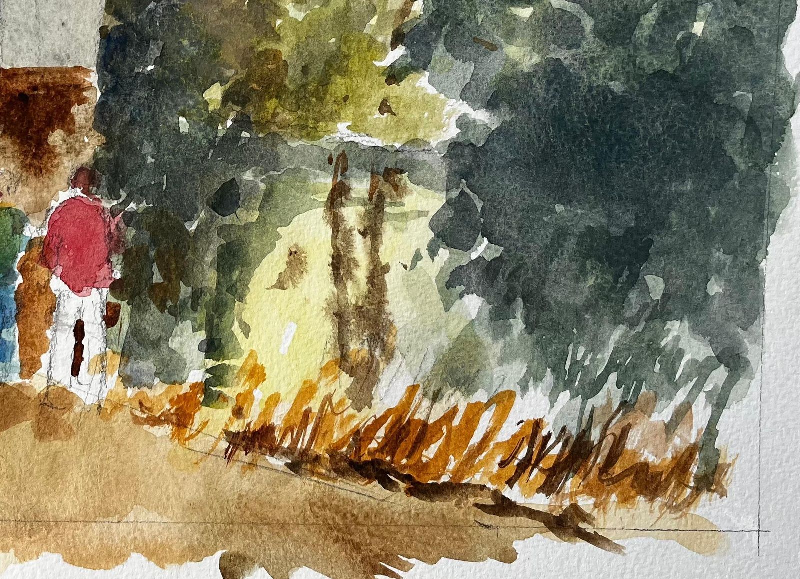 Anthony Herbertflatford Mill Suffolk Landscape With Figures And Thatched Cottage Watercolour photo buy