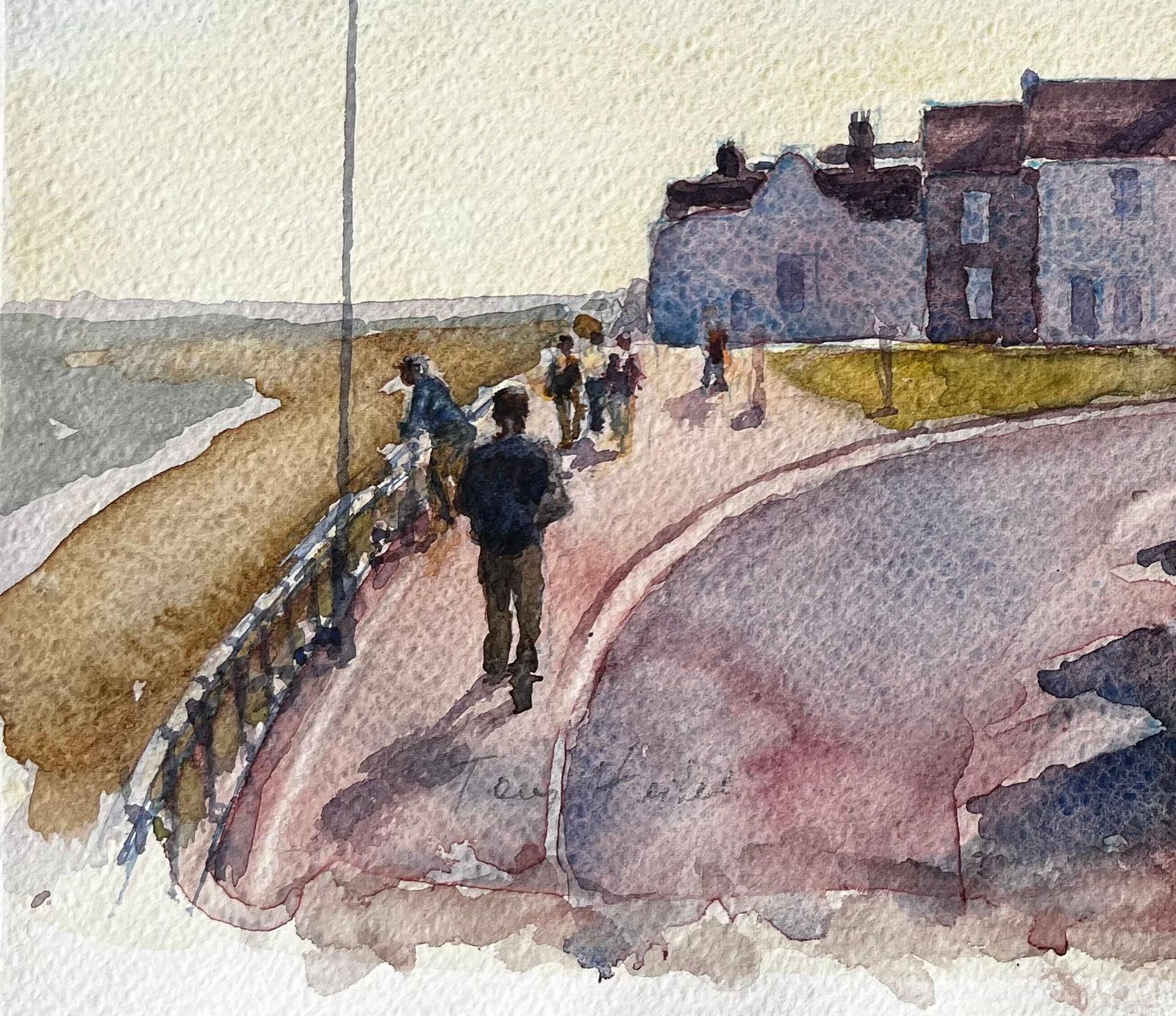 Anthony Herbertsouthwold Promenade In Early Morning Light With Figures And Seafront Houses photo for sale