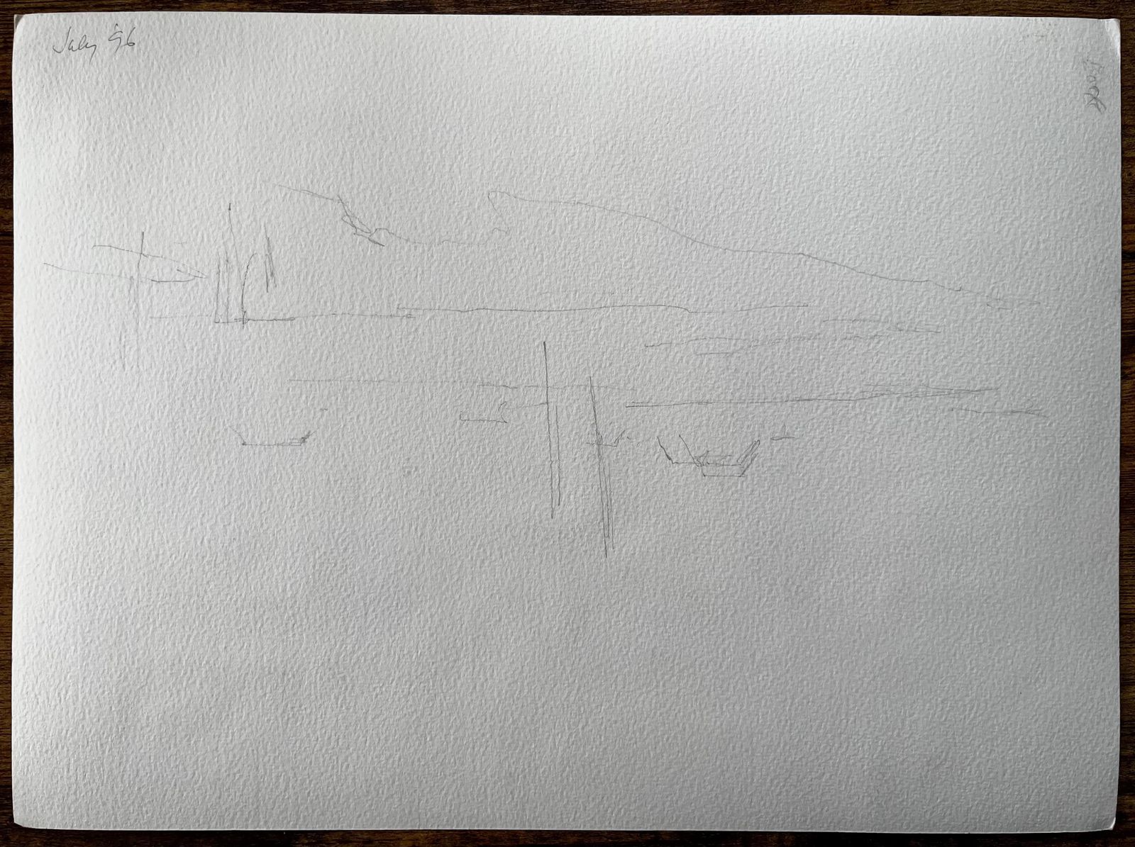 Anthony Herbertlow Tide Fishing Boats And Jetties Coastal Marsh Scene July 1996 Watercolour1996 photo vintage
