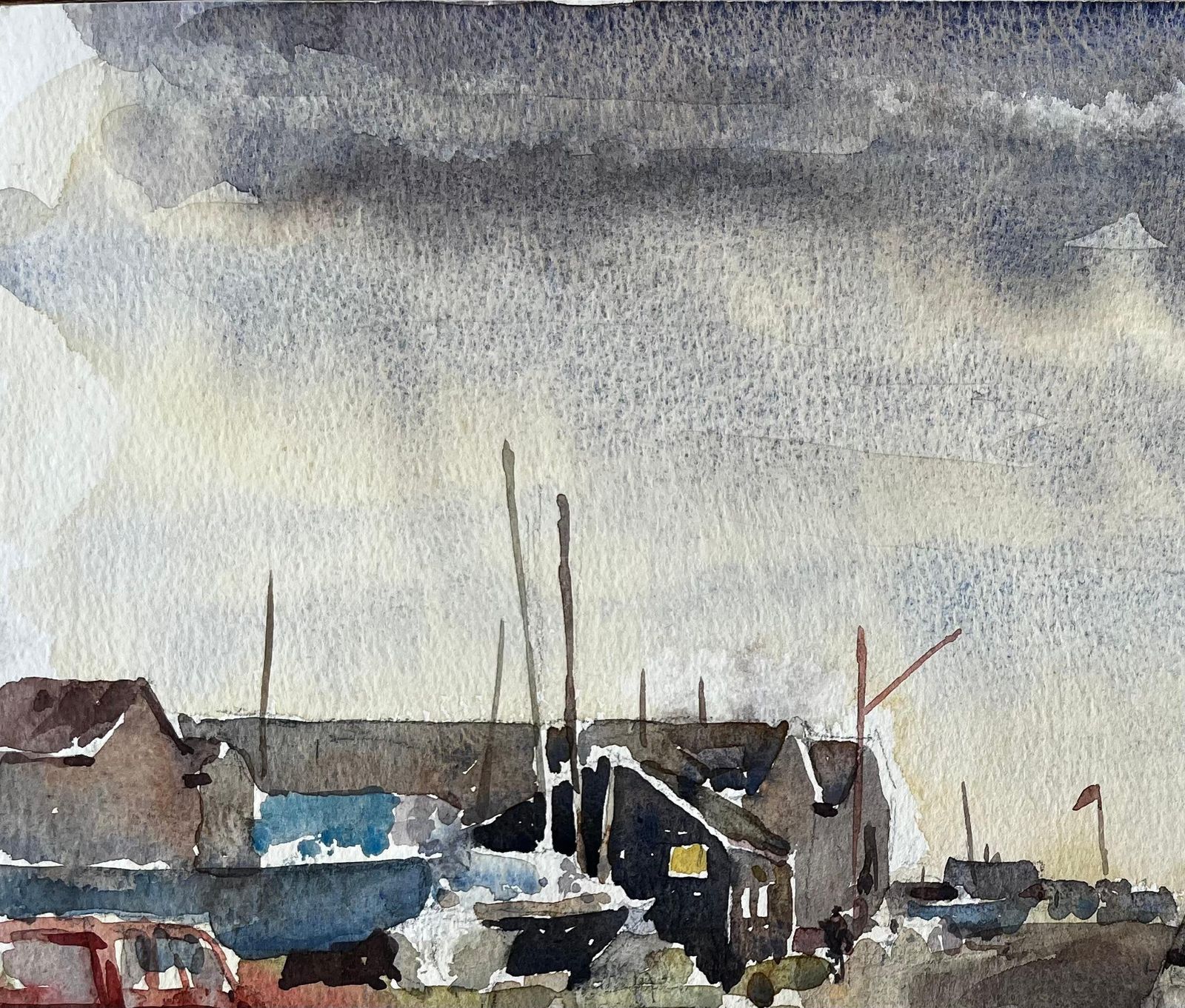 Anthony Herbertsouthwold Harbour With Boatsheds Moored Vessels Peugeot Car And Cloudy Sky1997 photo vinterior