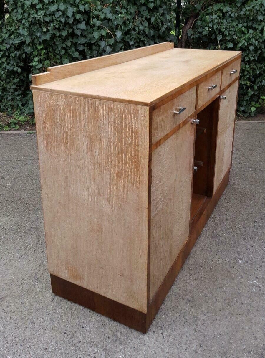 1930s Art Deco Limed Oak & Walnut Sideboard photo Furniture