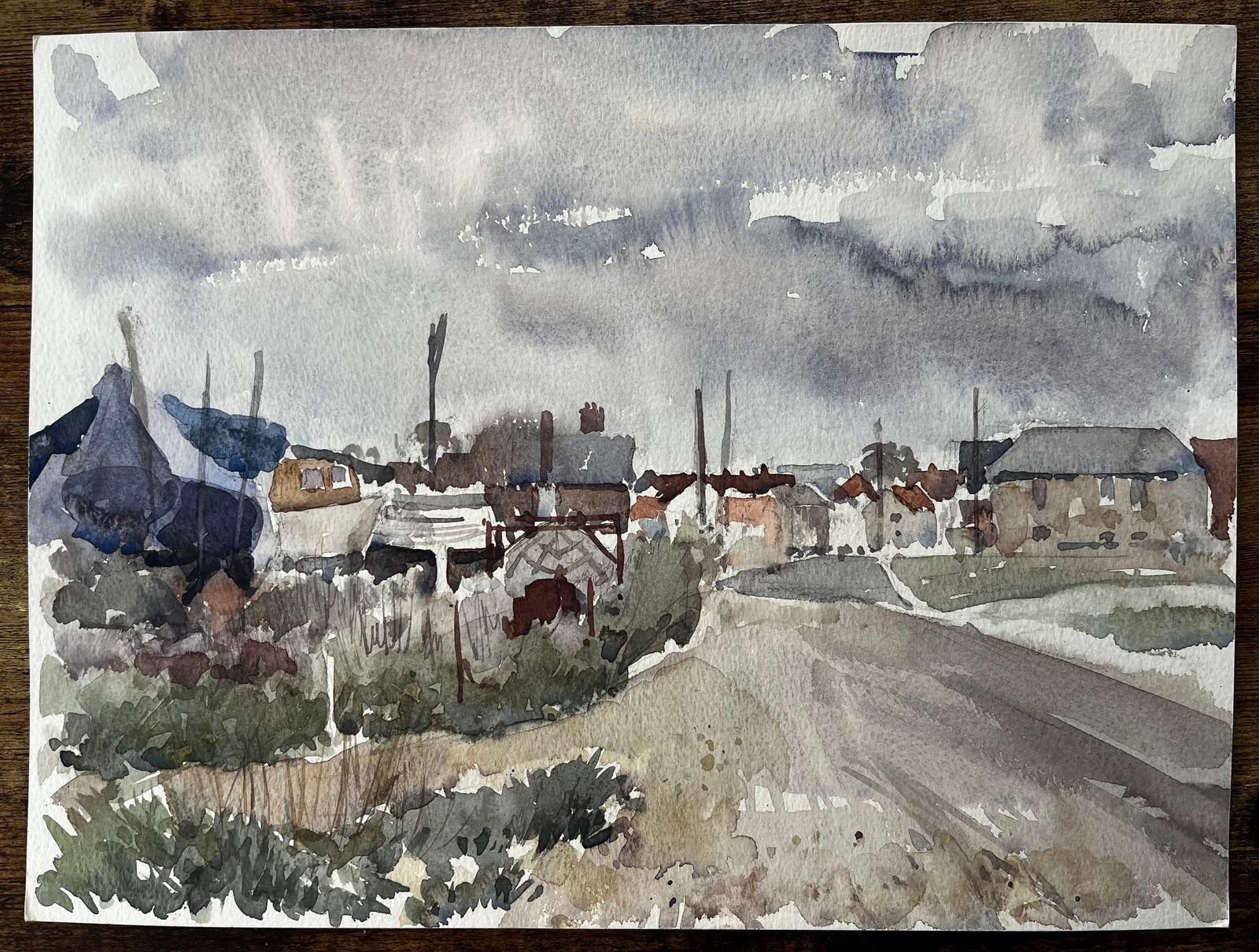 Anthony Herbertaldeburgh Boat Yard And Coastal Road Suffolk Landscape Watercolor 19971997 photo furniture