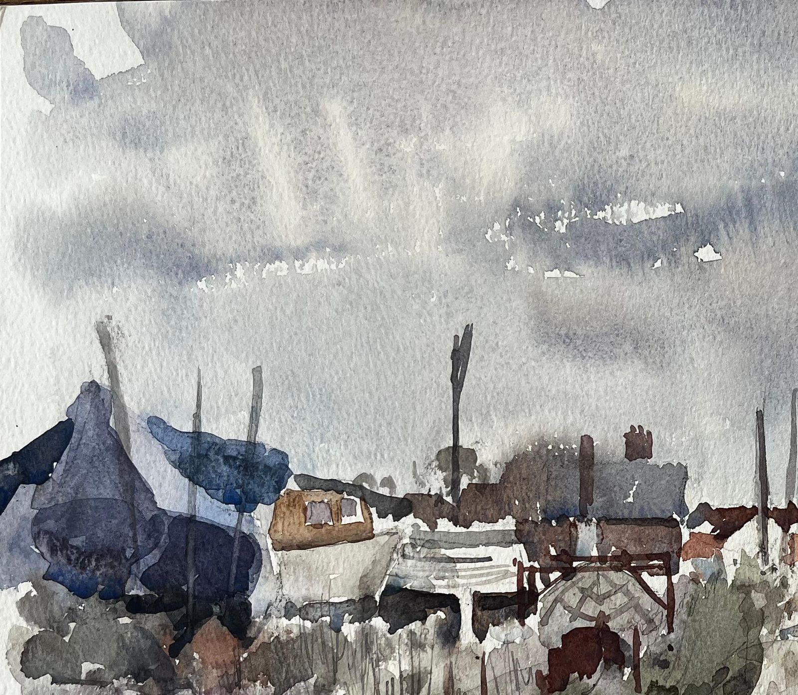 Anthony Herbertaldeburgh Boat Yard And Coastal Road Suffolk Landscape Watercolor 19971997 photo vinterior