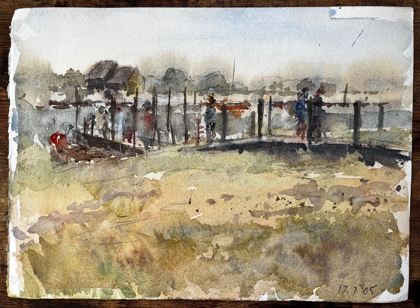 Anthony Herbertbritish Estuary Ferry Shed And Distant Harbour With Figures Watercolour Painting photo buy