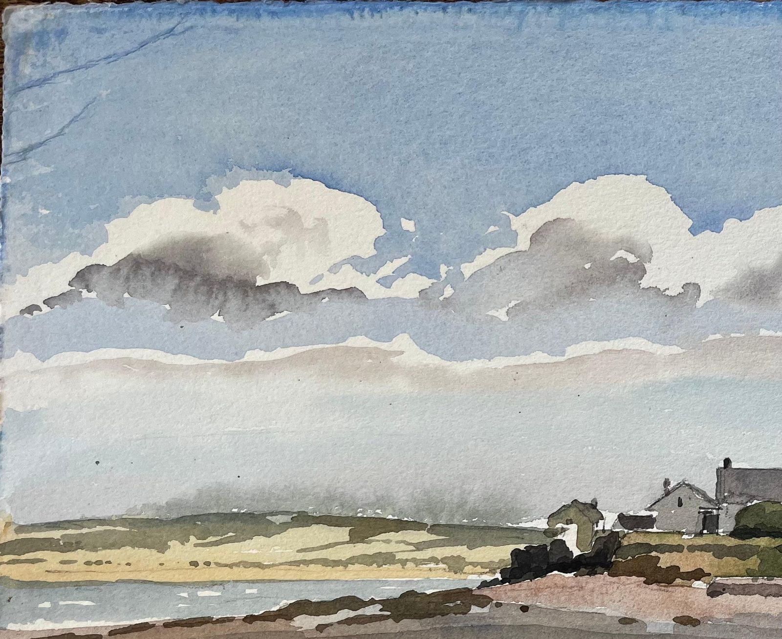 Anthony Herbert1987 Watercolour Of Appledore North Devon Estuary With Cottages And Shoreline1987 photo 479.0