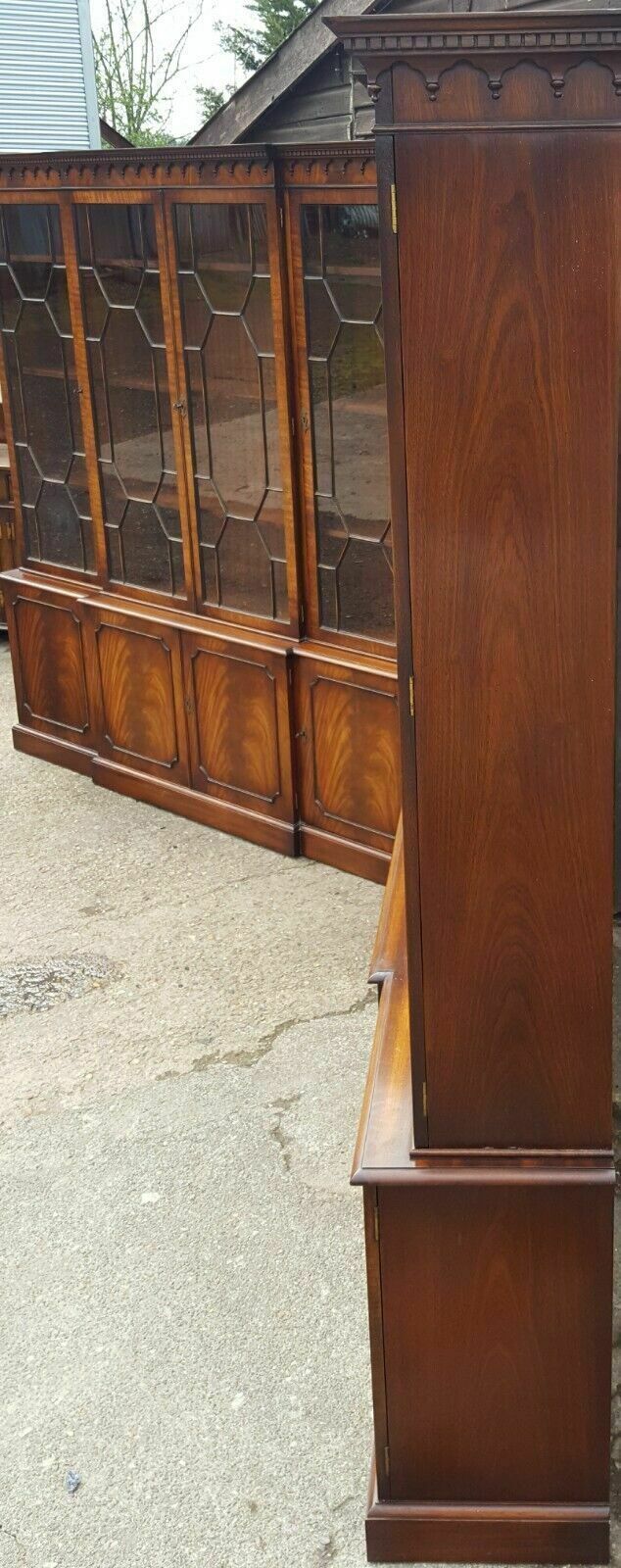 photo furniture Matching Pair Of Breakfront Library Bookcases
