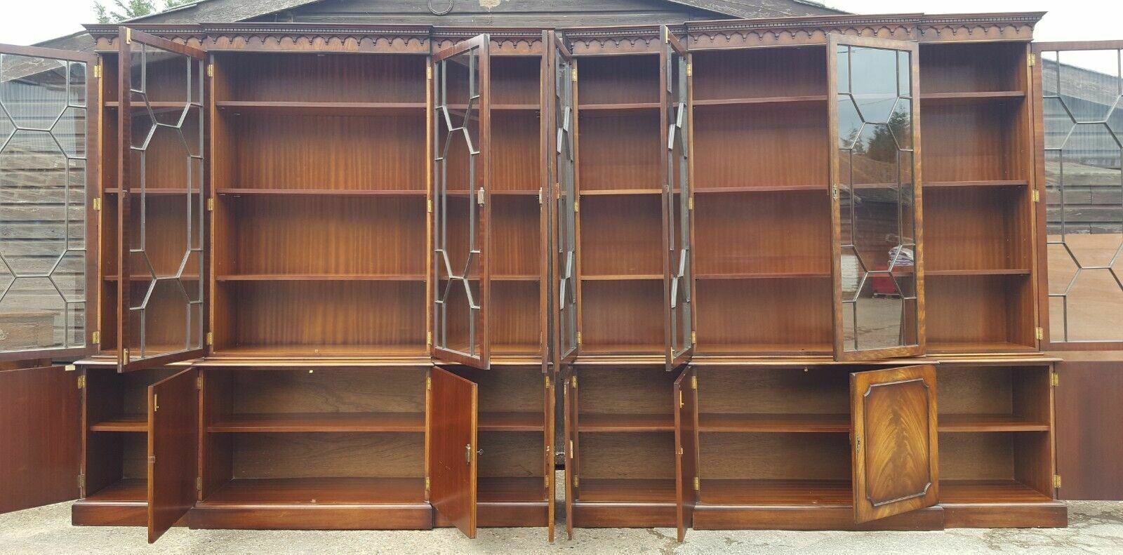 photo for sale Matching Pair Of Breakfront Library Bookcases