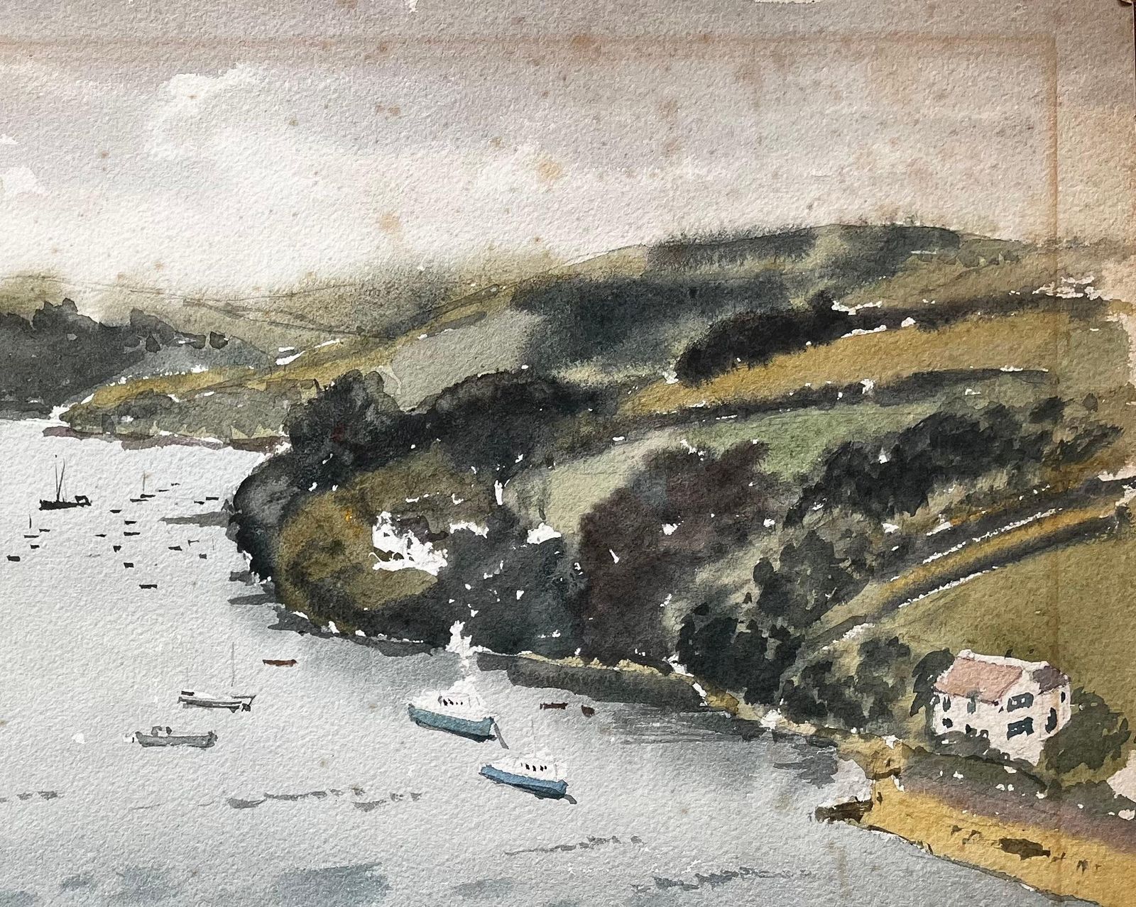 Anthony Herbert1963 Watercolour Of Salcombe Harbour Devon With Boats, Estuary And Hillside View1963 photo for sale