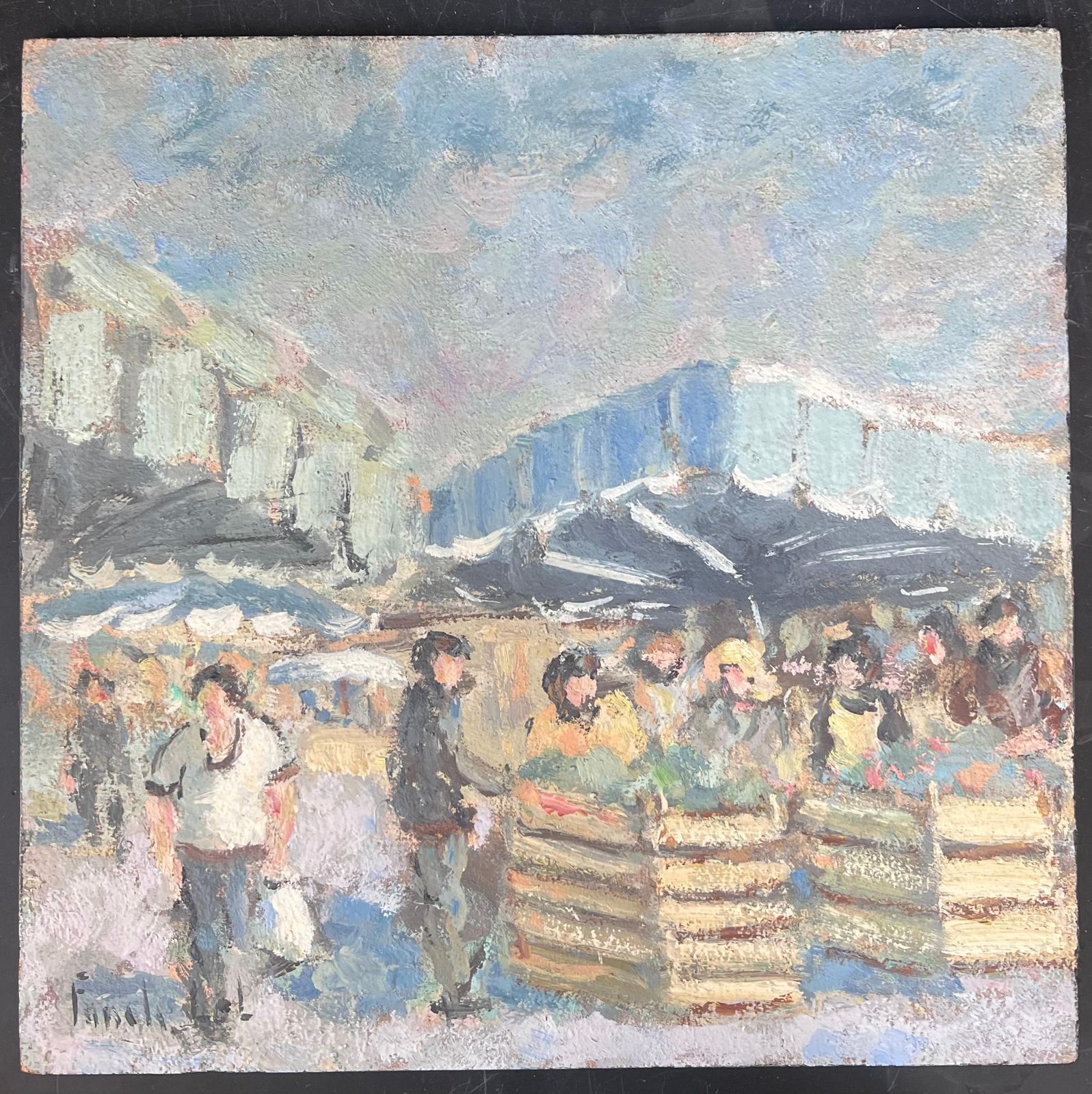 Fanch Lelfigures At A Summers Days Fruit Market French Oil Painting photo furniture