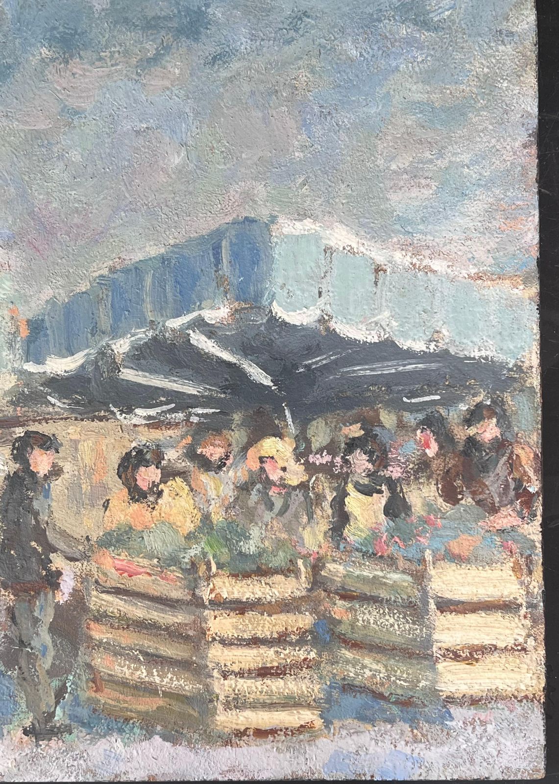 Fanch Lelfigures At A Summers Days Fruit Market French Oil Painting photo for sale