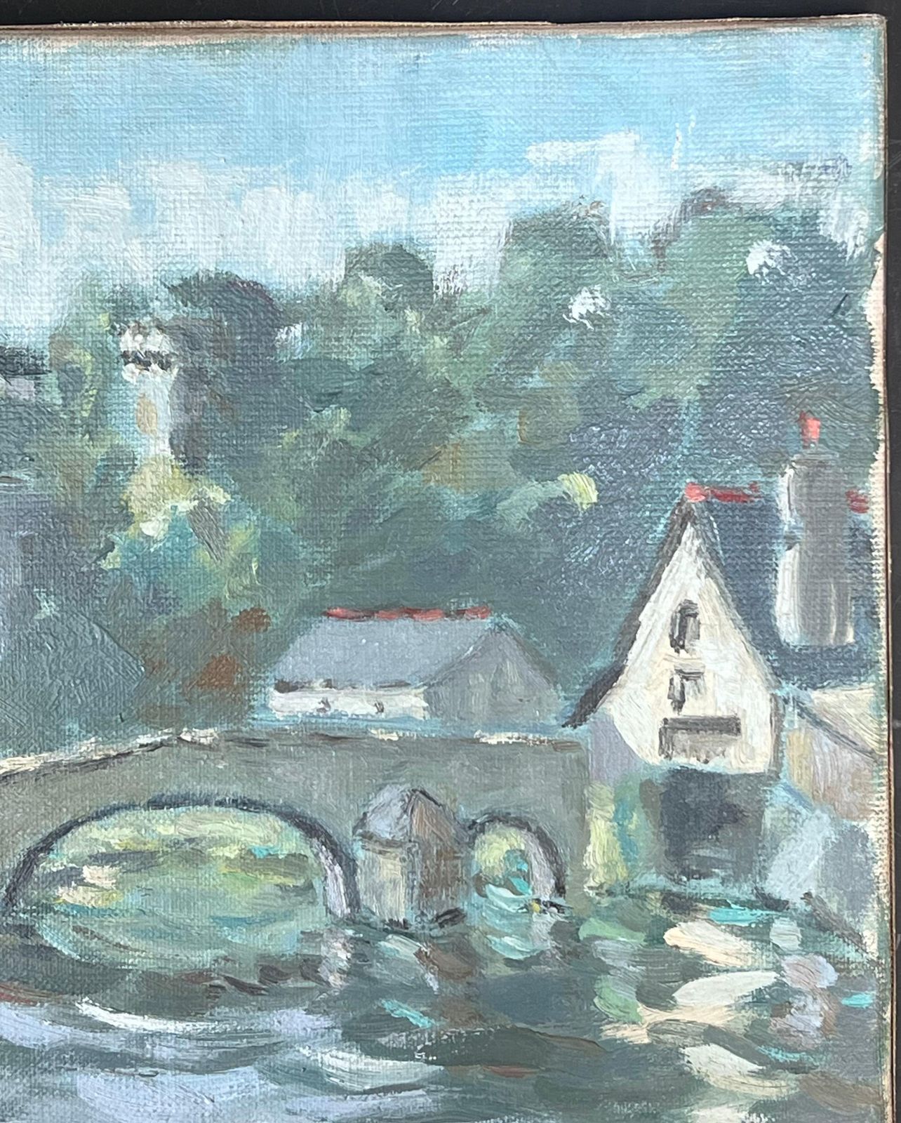 Fanch Lelgentle View Of Pont Aven Bridge Brittany France Landscape Oil Painting photo vinterior