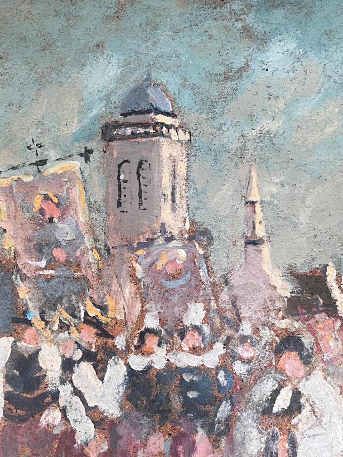 Fanch Lelfigures Marching In Religious Parade Through A French Village Oil Painting photo furniture