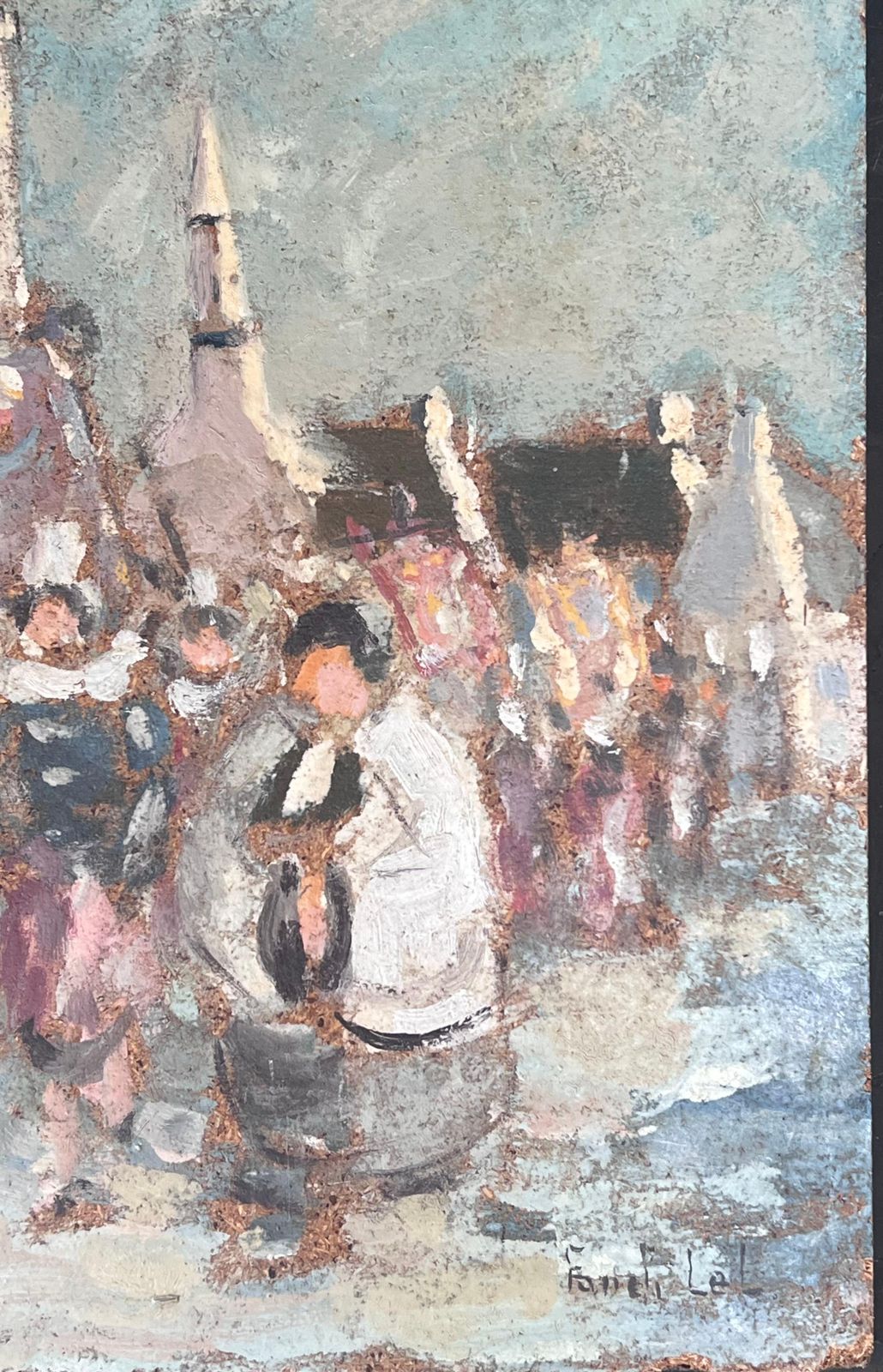 Fanch Lelfigures Marching In Religious Parade Through A French Village Oil Painting photo buy