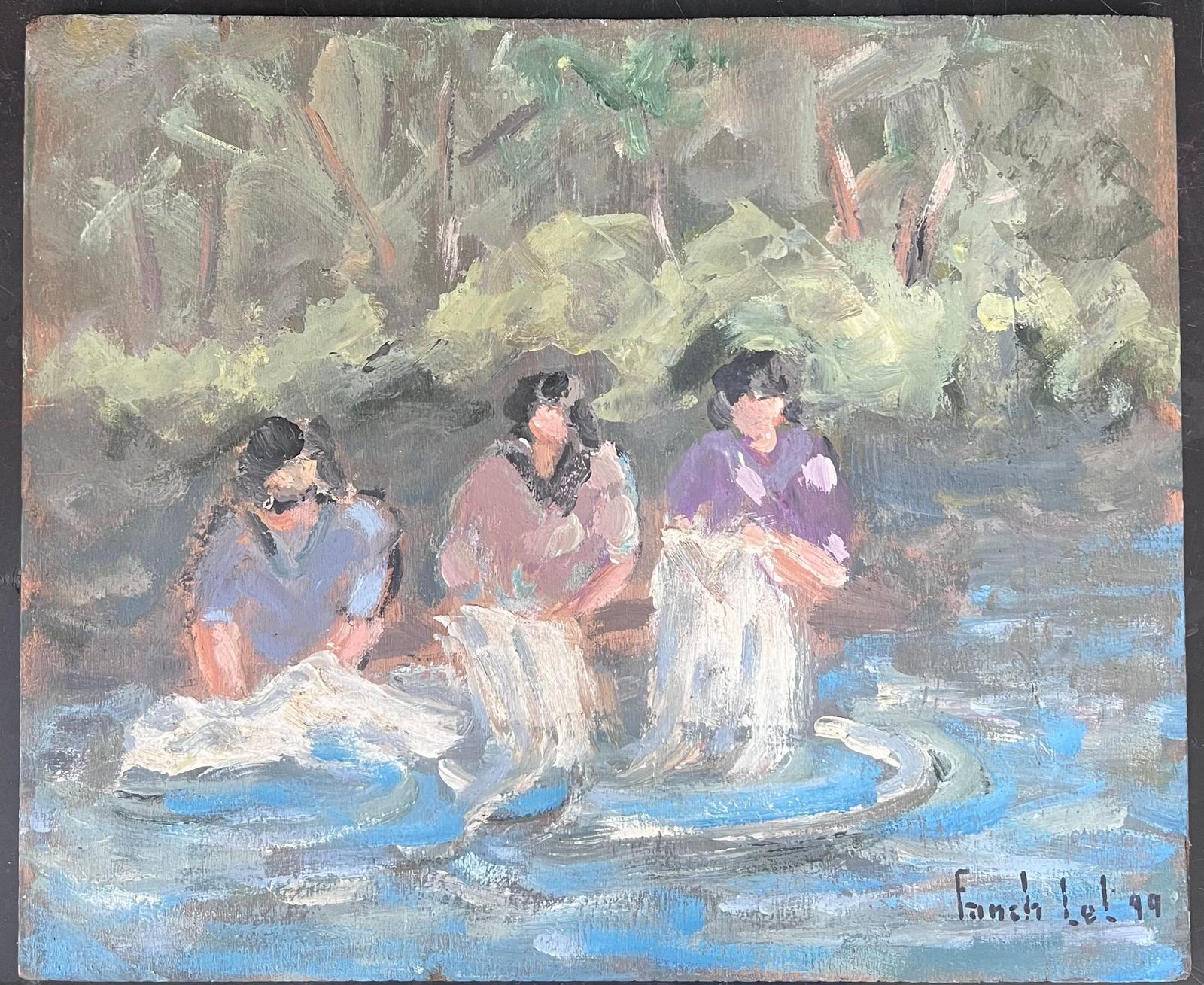 Fanch Lelmaids Washing The Clothes In The Steam French Landscape Oil Painting photo furniture
