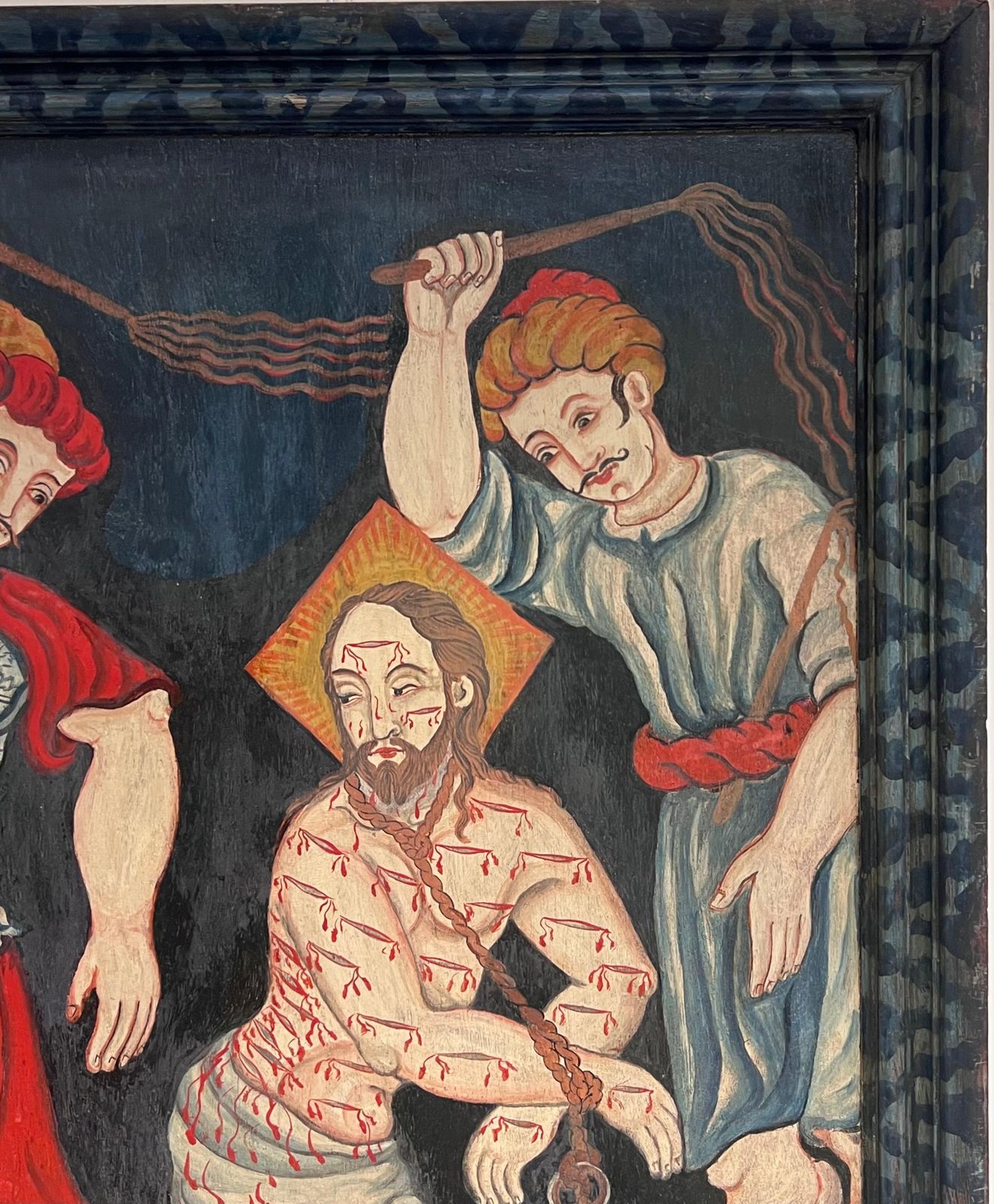 19th Century European Schoolthe Flagellation Of Christ Antique Oil On Wood Panel Painting photo furniture