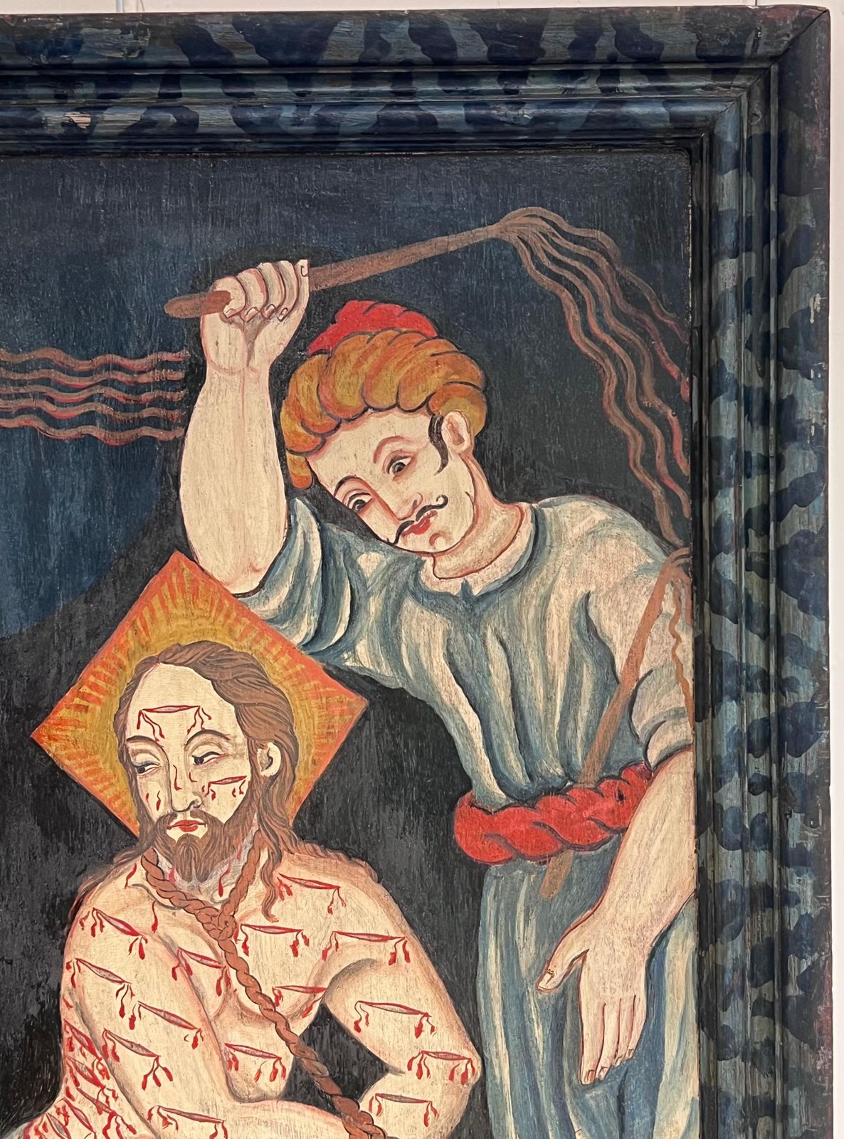 photo for sale 19th Century European Schoolthe Flagellation Of Christ Antique Oil On Wood Panel Painting