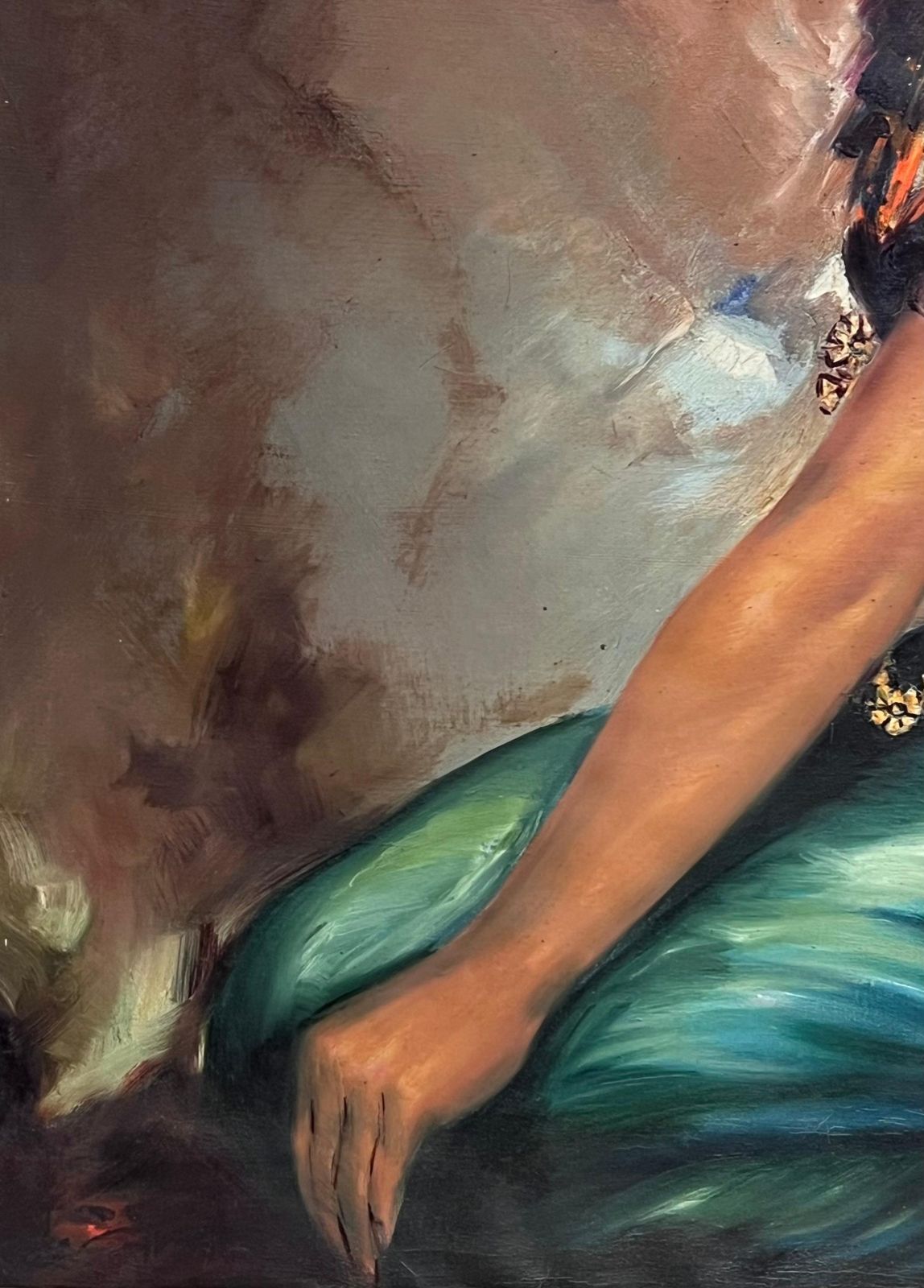 South East Asianlarge 1960's Oil Portrait Of Bali South Eastern Asia Lady In Traditional Attire photo 1660.0