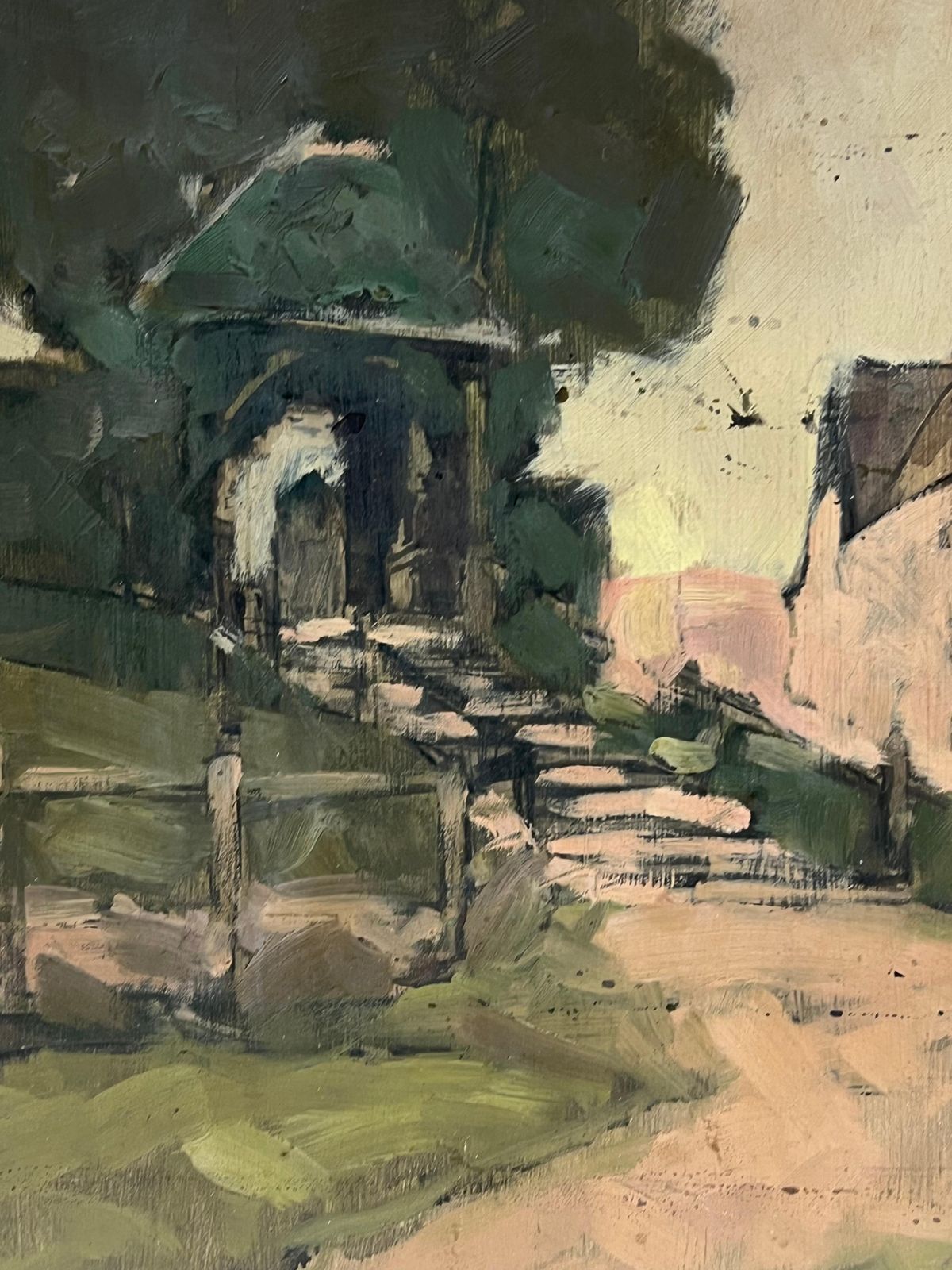 Harold Storey1920's Scottish Impressionist Oil Painting Pink Step Pathway Rustic Archway1925 photo Art