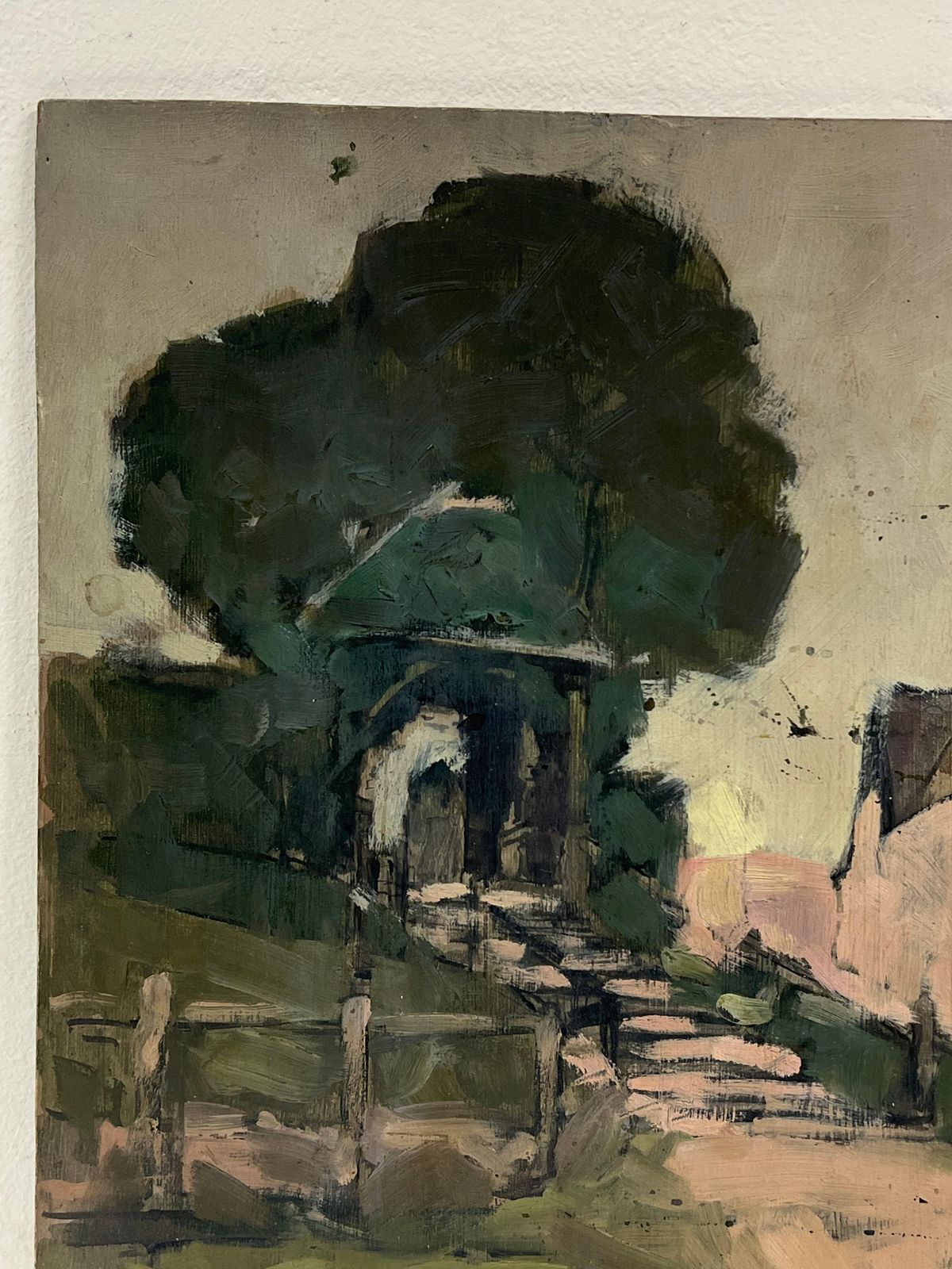 Harold Storey1920's Scottish Impressionist Oil Painting Pink Step Pathway Rustic Archway1925 photo 520.0