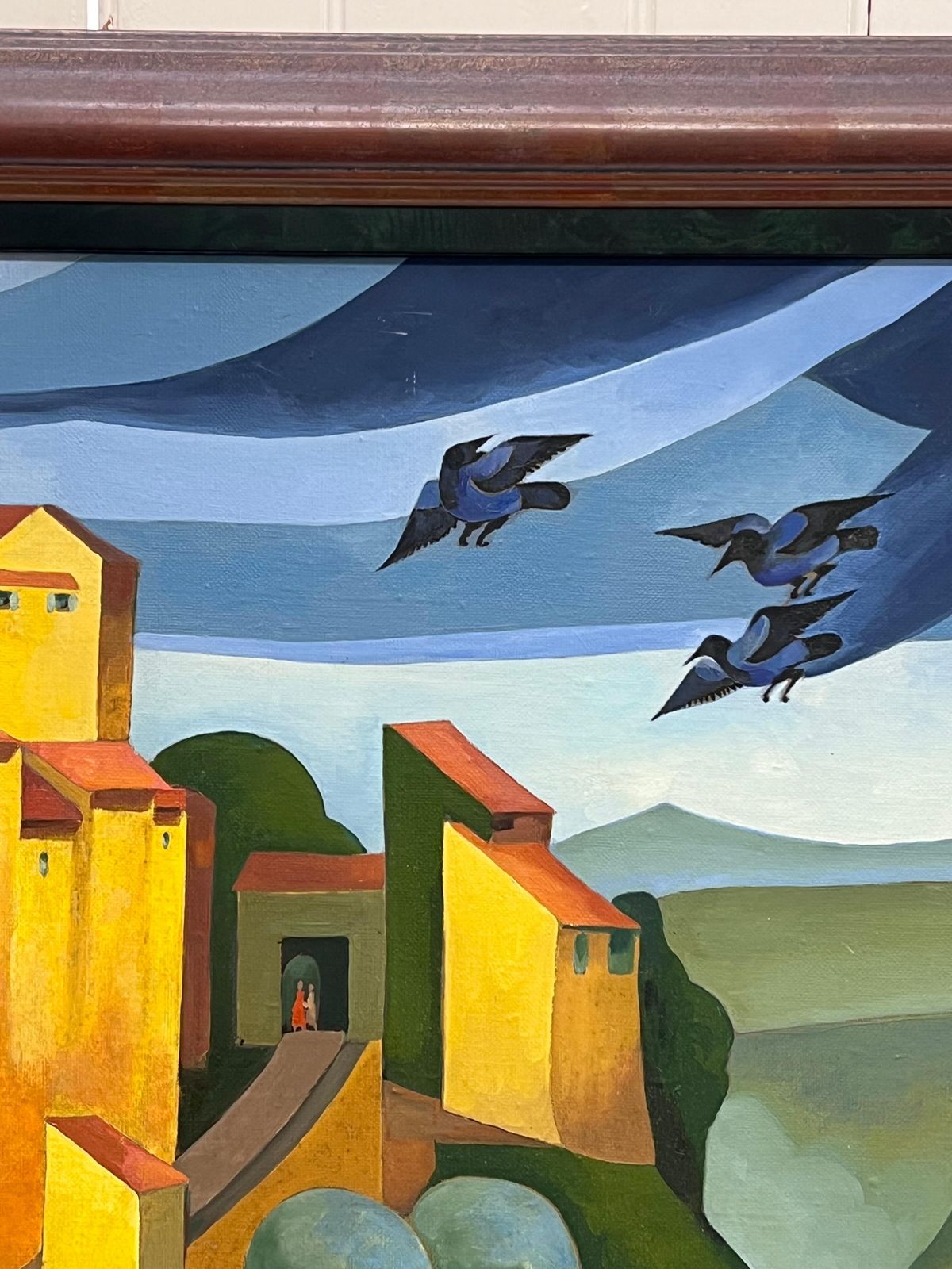 French Schoollarge 1990's French Contemporary Signed Oil Painting Gordes Luberon Provence1995 photo 2651.0