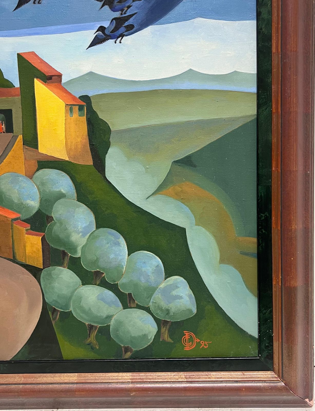 photo for sale French Schoollarge 1990's French Contemporary Signed Oil Painting Gordes Luberon Provence1995