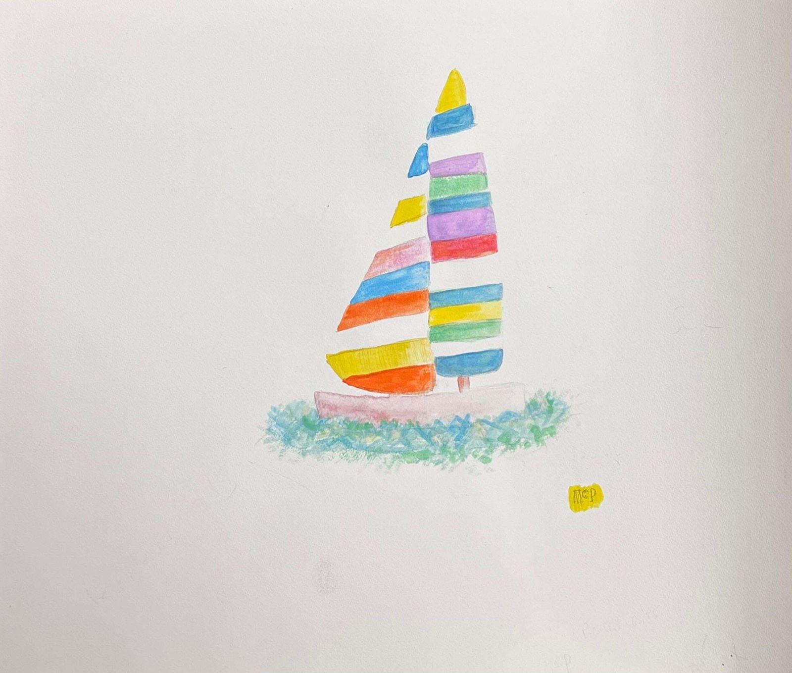 Paddy Mccormackcolorful Irish Contemporary Abstract Painting Sailing Boat At Sea2025
