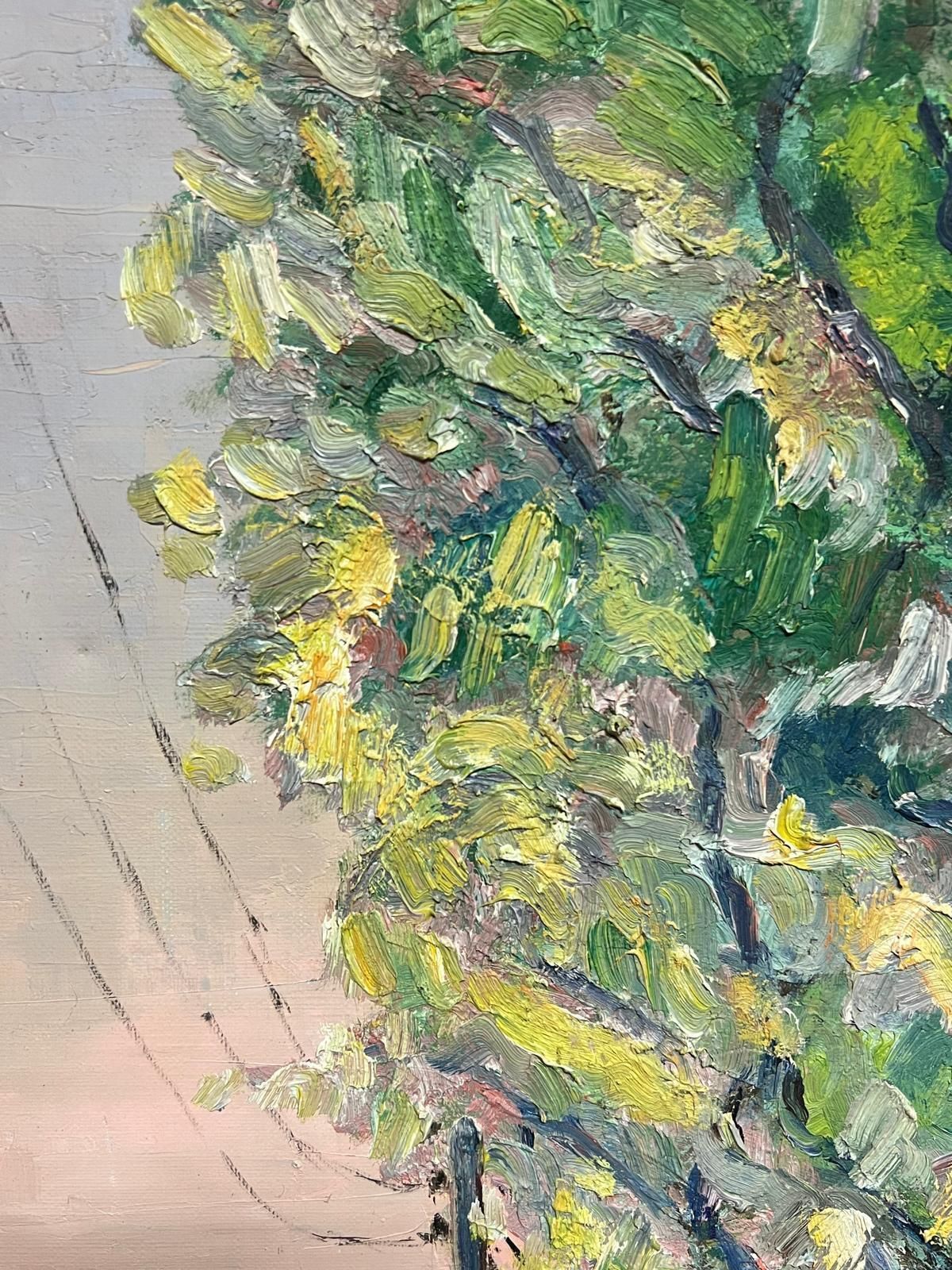 French Schoolfrench Post Impressionist Oil Painting 1975 Avenue Of Large Trees Landscape1970's photo furniture