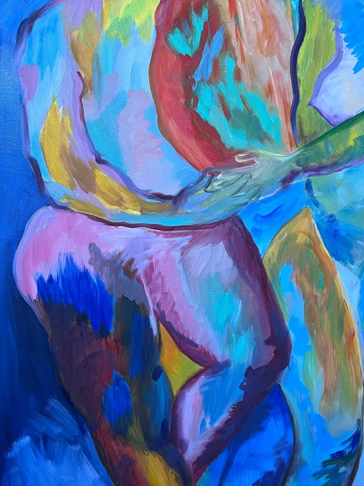French Schoollarge French Contemporary Modernist Oil Painting Three Nude Abstract Figures20th Century photo vinterior