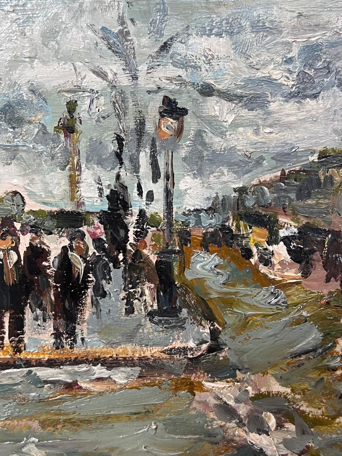 Josef Popczykpolish/ French Mid 20th Century Signed Oi Figures In Paris Busy Street Scene photo furniture