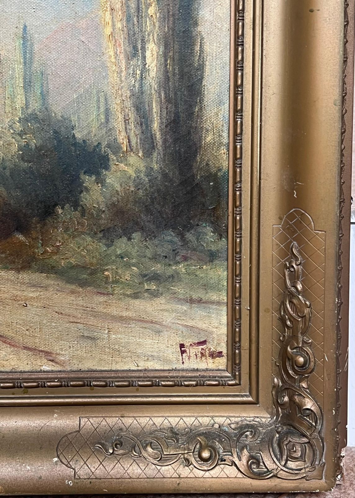 Antique Italian Schoolantique Italian Oil Painting The Italian Alps Snow Capped Mountains In Landscape photo Art