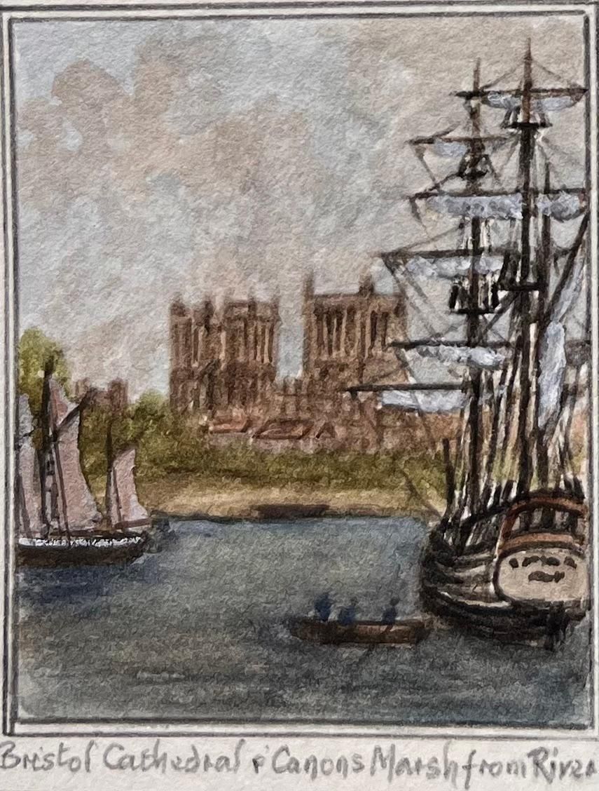 Jack Grunwellset Of Four Miniature Watercolors Of Bristol Cathedral And Harbour Views photo 254.0
