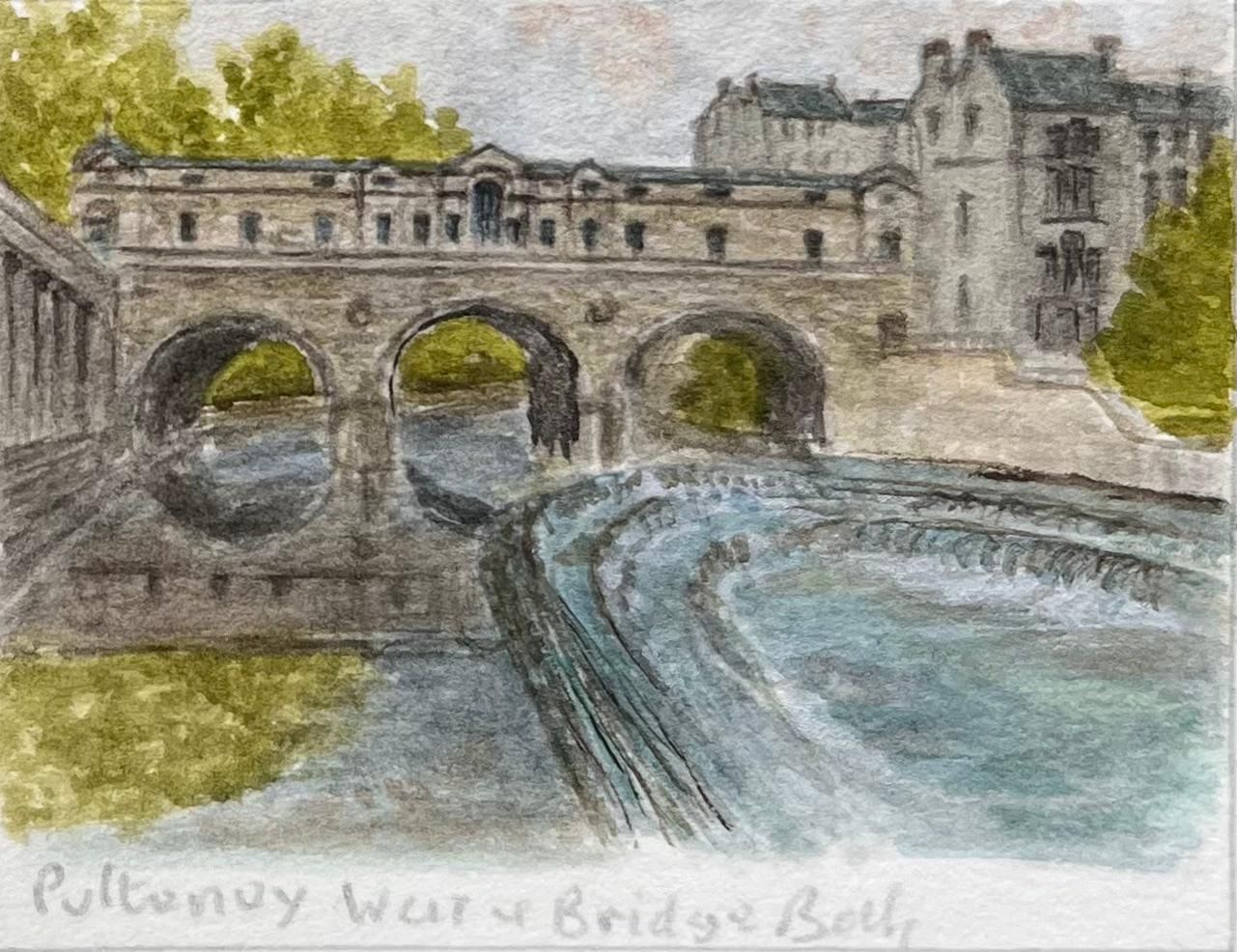 Jack Grunwellset Of Four Miniature Watercolors Of Bath Abbey And Pulteney Bridge photo 250.0