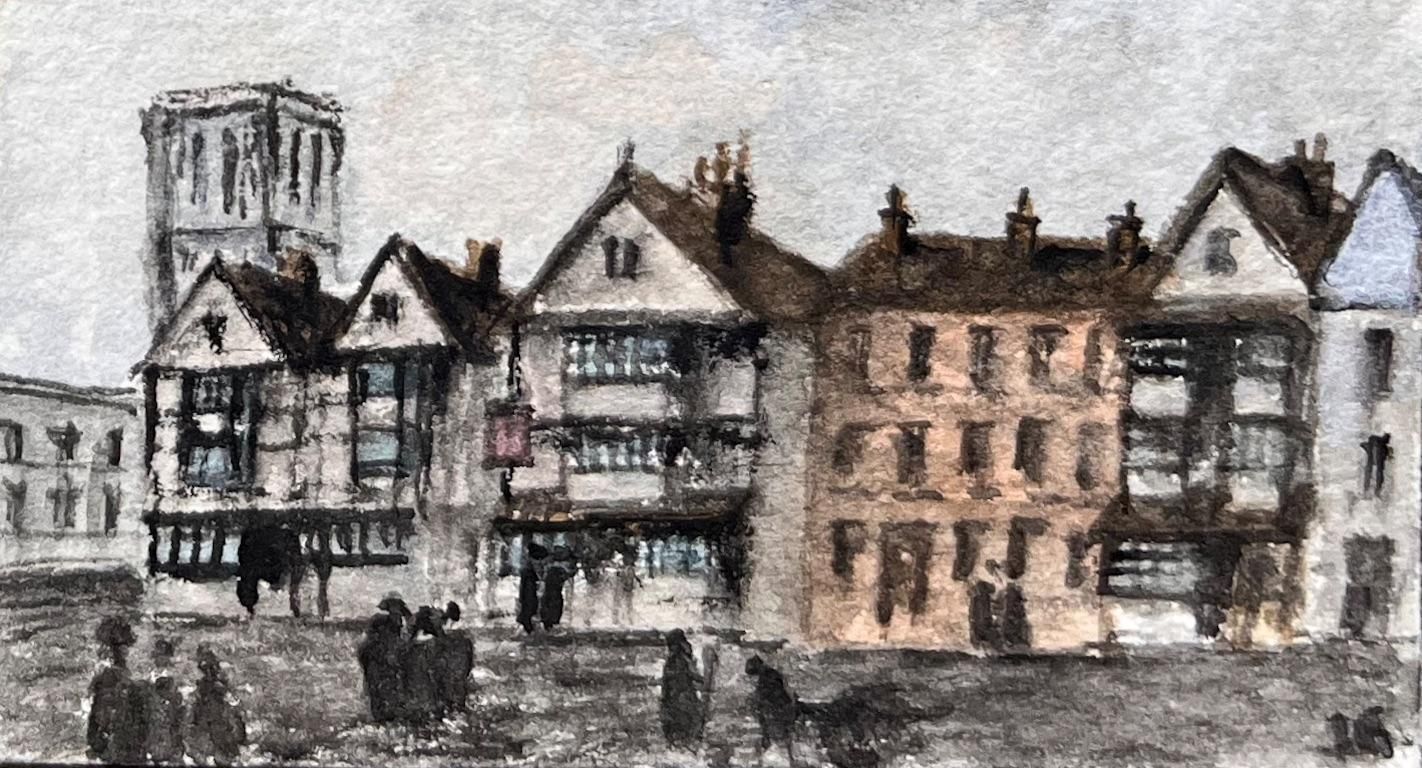 Jack Grunwellset Of Six Miniature Watercolors Of Historic Bristol Streets And Buildings photo vintage