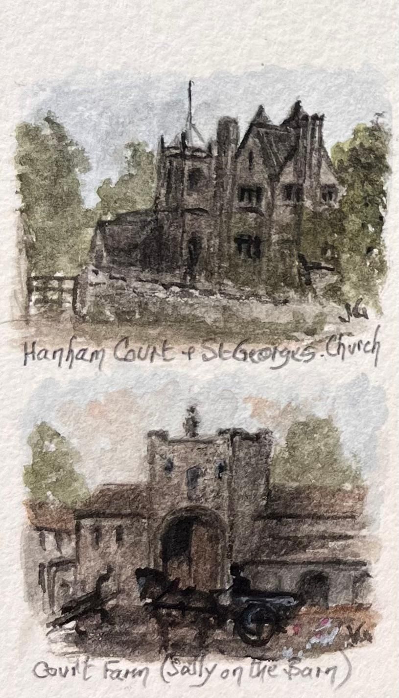 Jack Grunwellset Of 12 Miniature Watercolors Of Historic Bristol Churches And Landmarks photo for sale