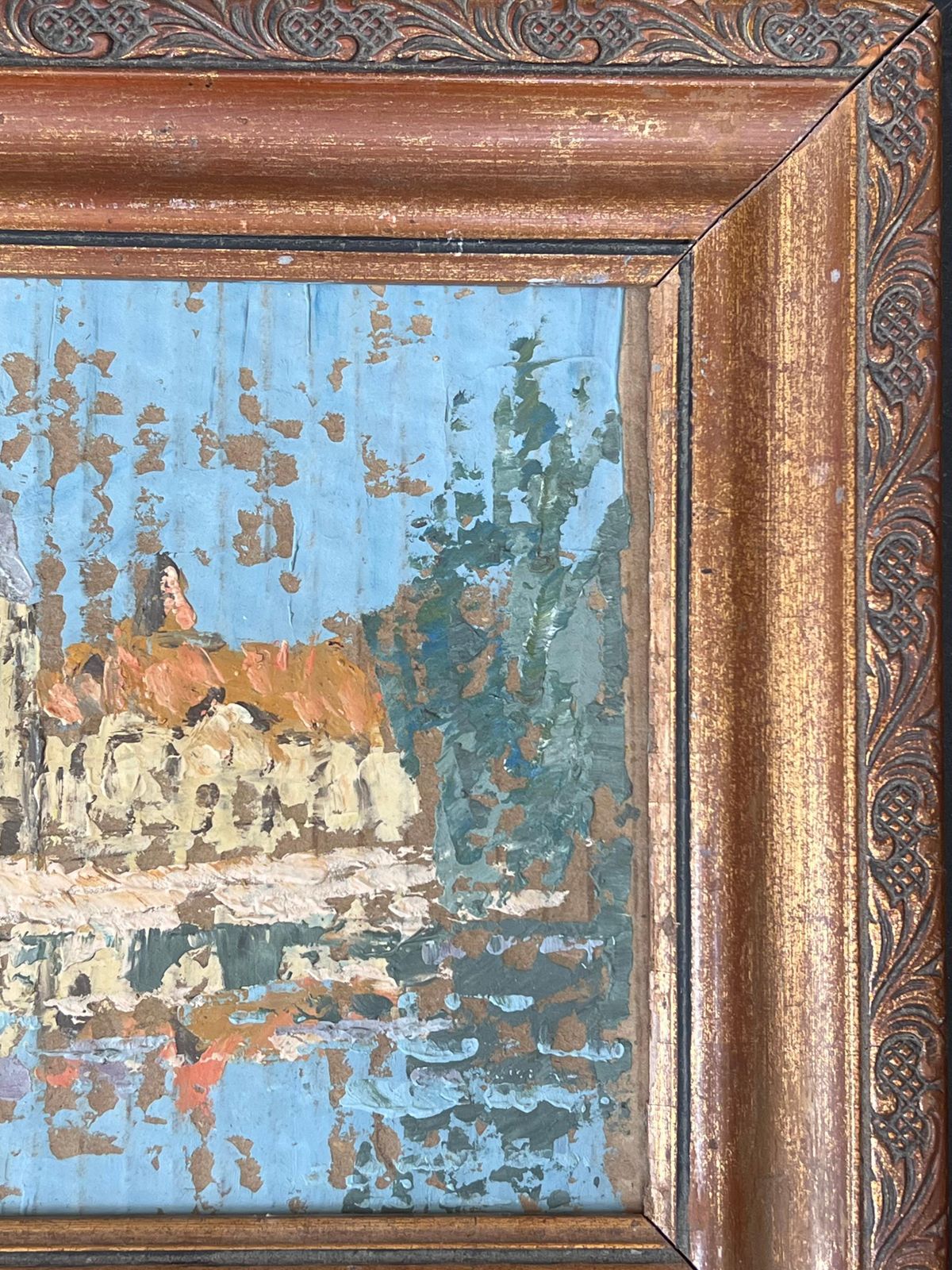 Fanch Lelriver Building Water Reflection French Oil Landscape Painting photo furniture