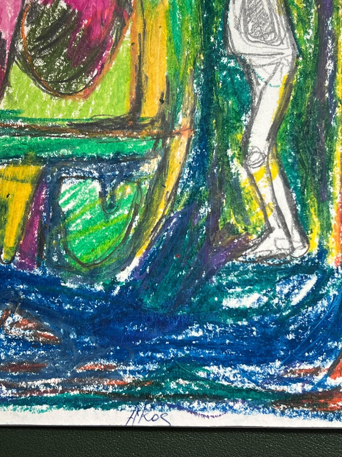 Akos Biro20th Century French Expressionist Wacky Figures In Blue And Green Abstract photo furniture