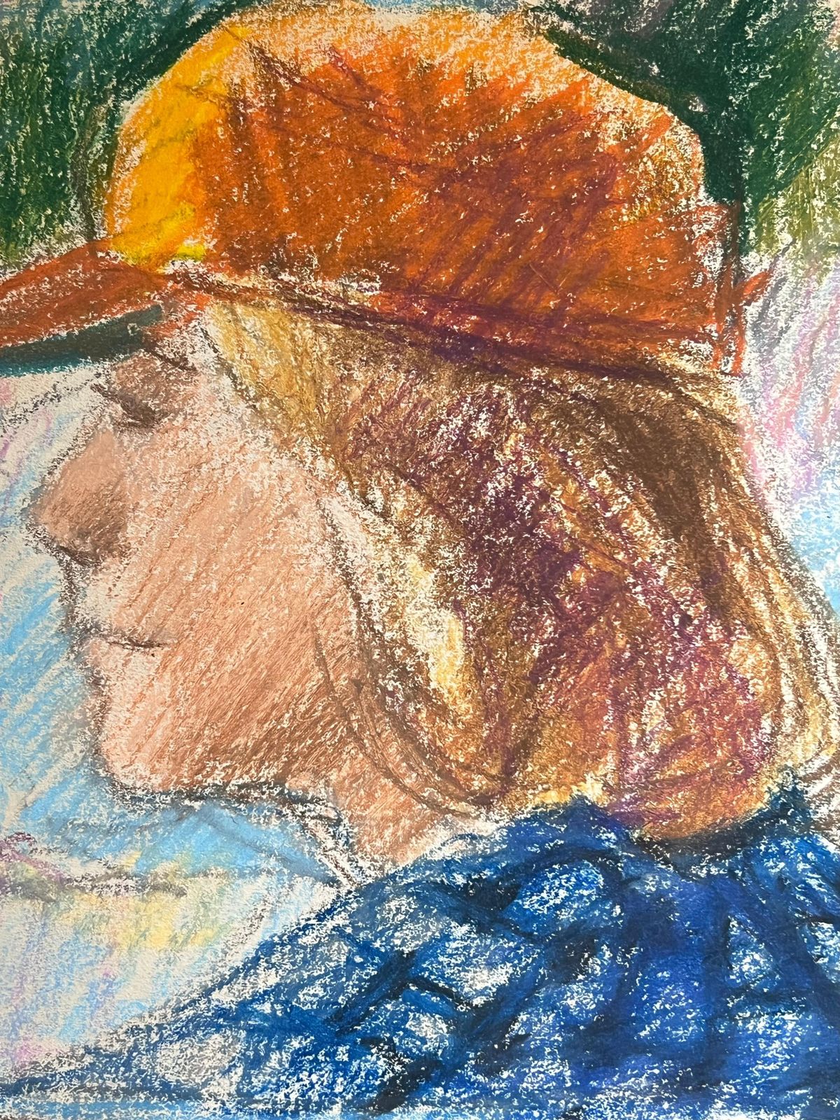 Akos Biro20th Century French Expressionist Portrait Of A Girl In Orange Flat Cap Portrait photo for sale