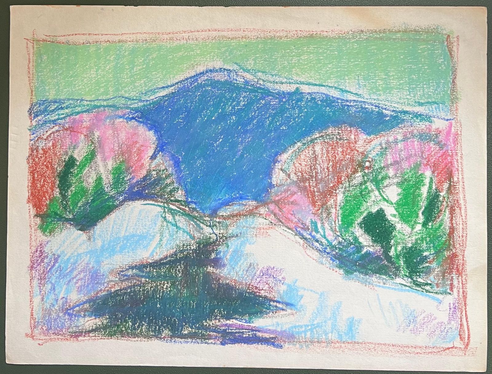 Akos Biro20th Century French Expressionist Blue Mountain Amongst The Bright Flower Beds photo furniture