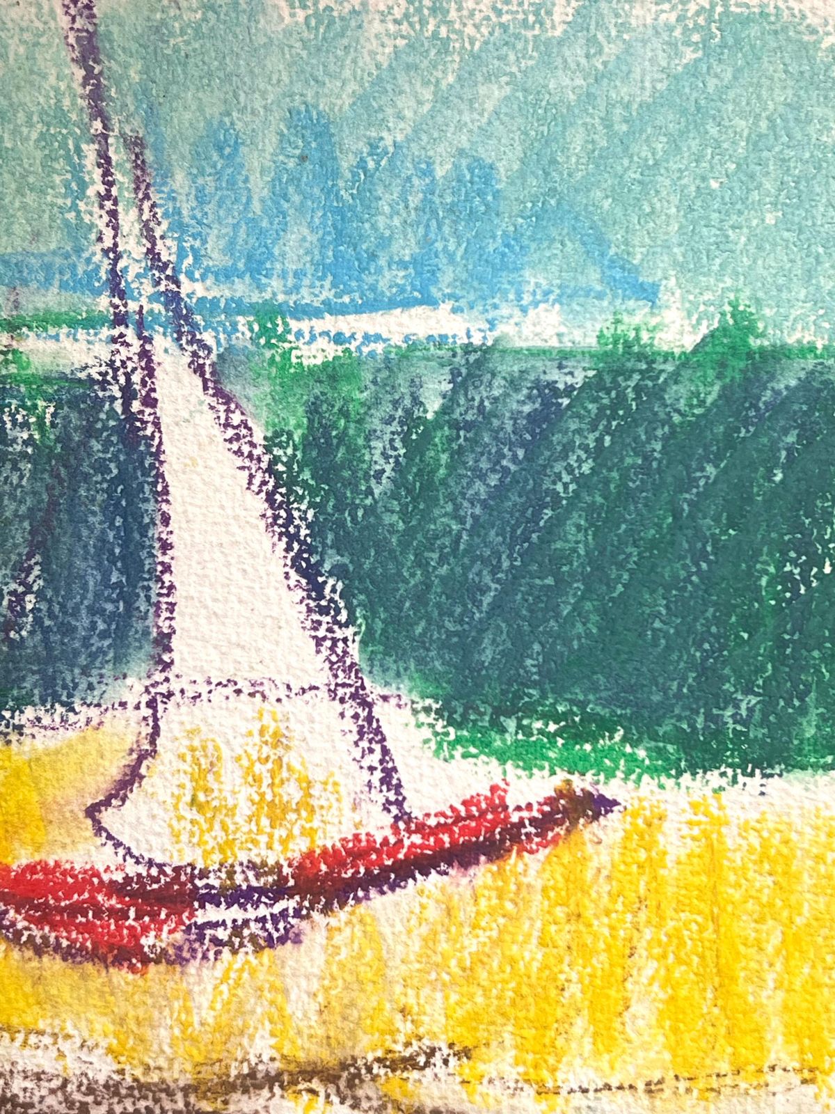 Akos Biro20th Century French Expressionist Sailing Boat In Colourful Shore Pastel photo 301.0