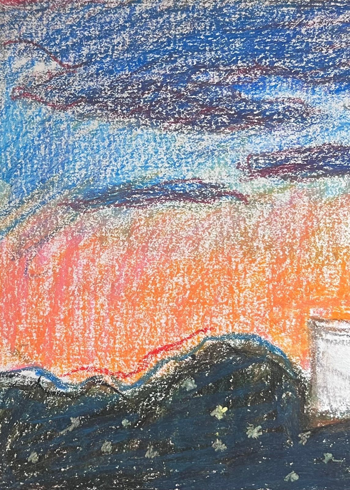 Akos Biro20th Century French Expressionist Tall Power Buildings In Orange Sky Landscape photo Art