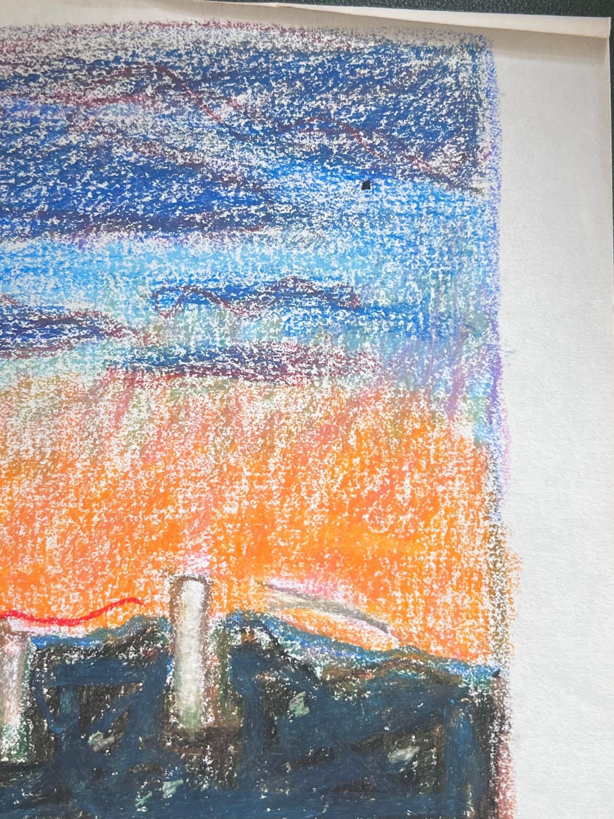 Akos Biro20th Century French Expressionist Tall Power Buildings In Orange Sky Landscape photo 300.0