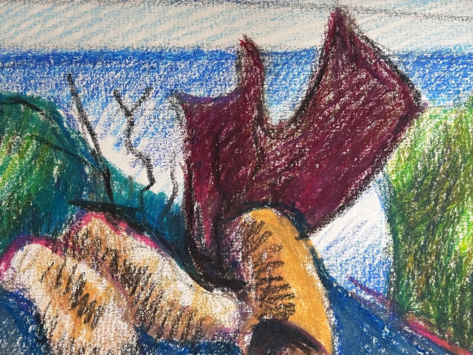 Akos Biro20th Century French Expressionist Coral & Rock Abstract Pastel Landscape photo Art