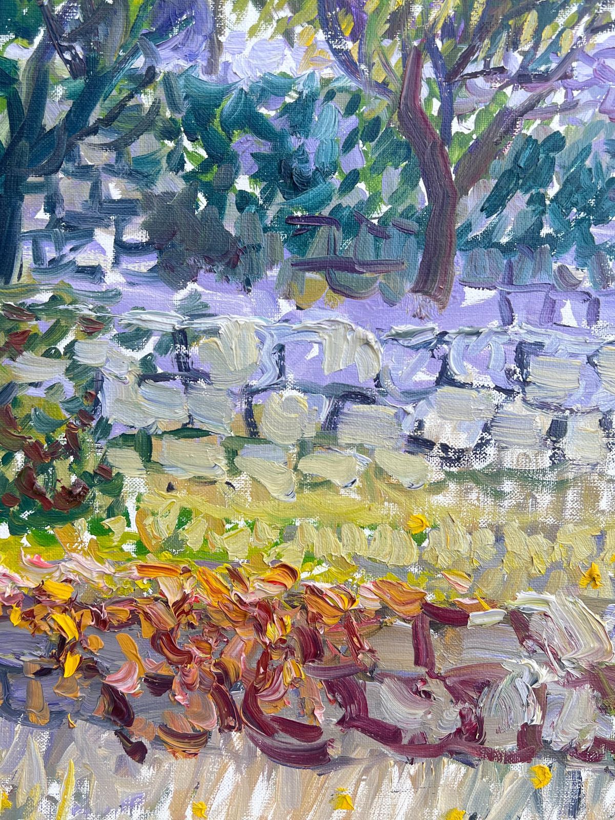 French Schoolhuge French Signed Oil Painting Provencal House In Floral Garden Large Canvas photo vintage