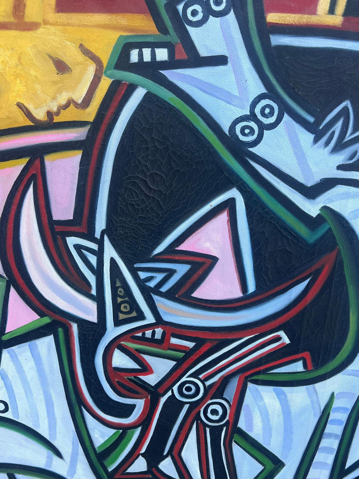 Spanish Artisthuge Contemporary Spanish Signed Oil Painting Picasso Style Horse Abstract Paint photo for sale