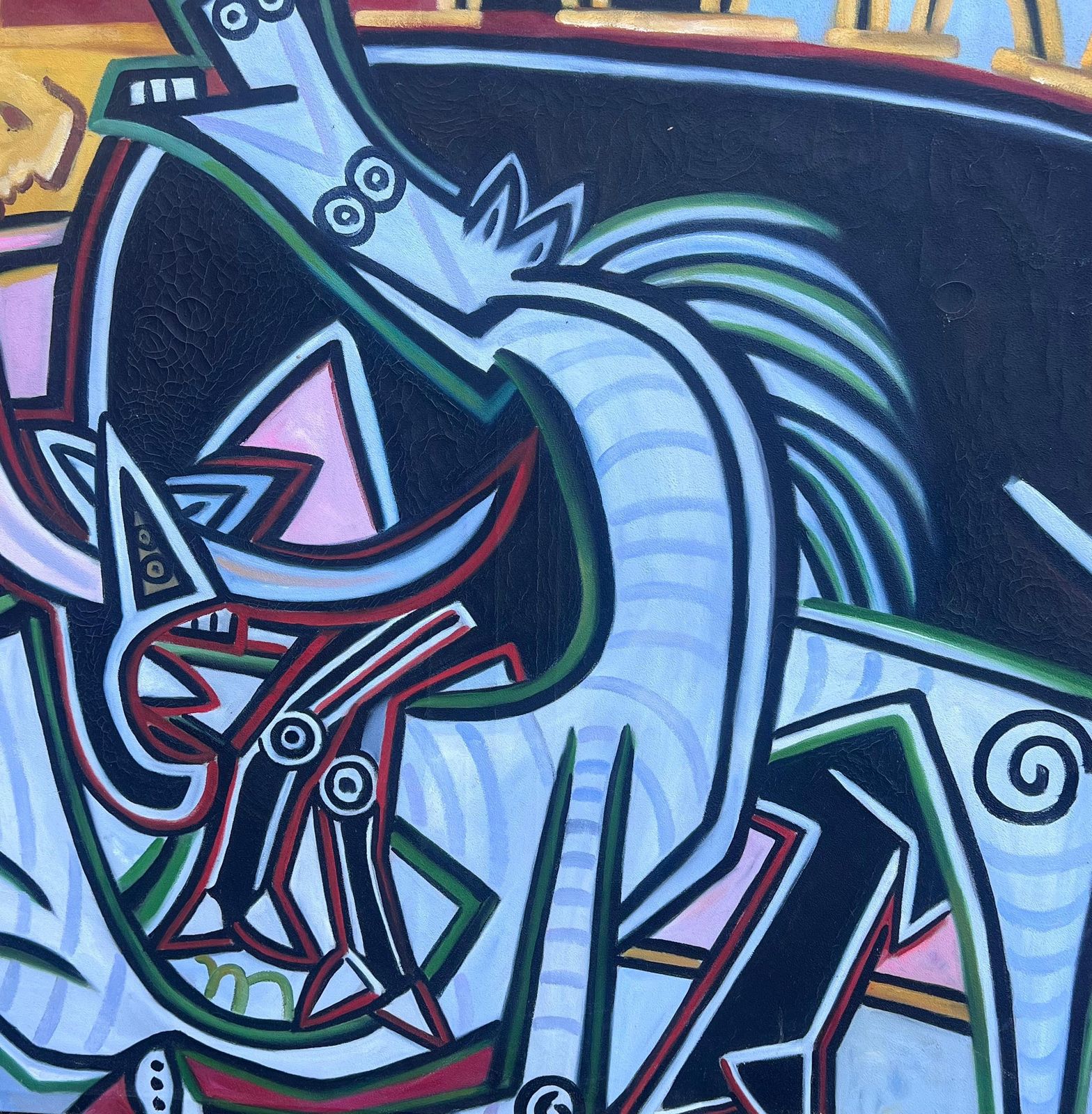Spanish Artisthuge Contemporary Spanish Signed Oil Painting Picasso Style Horse Abstract Paint photo buy