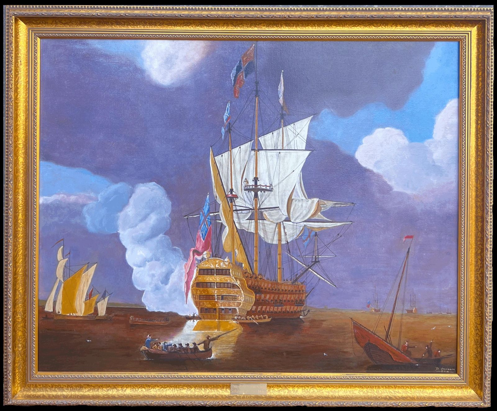 D. Cadmanhuge British Maritime Historical Naval Warship The Royal Sovereign Oil Painting2014