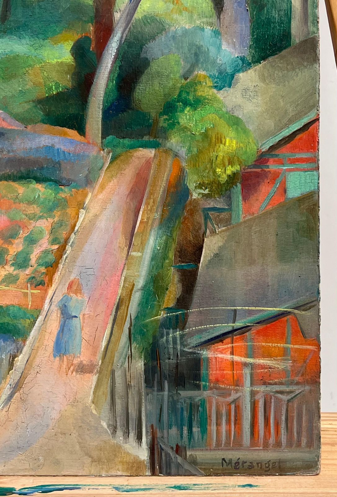 Ecole De Paris1930's Ecole De Paris Oil Painting Lady Walking In Garden Fauvist Influence photo 916.0
