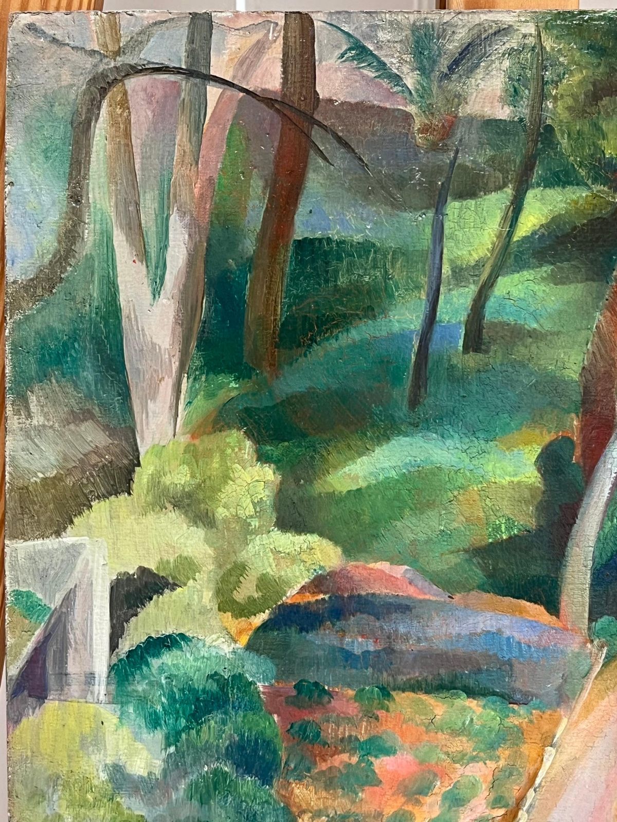 Ecole De Paris1930's Ecole De Paris Oil Painting Lady Walking In Garden Fauvist Influence photo vinterior