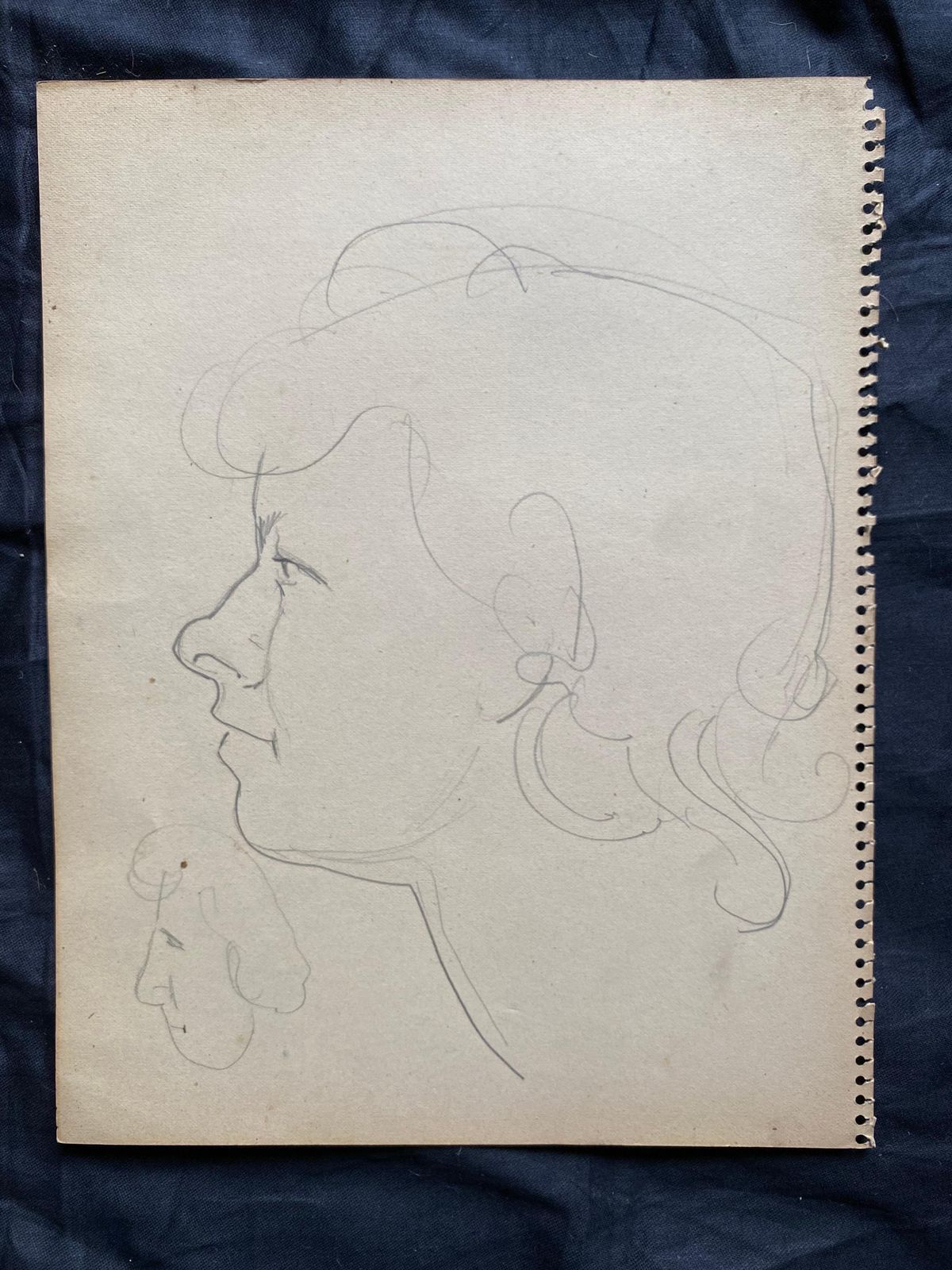 Jean Paul Le Verriermid 20th Century French Original Line Drawing Sketch Portrait Female photo for sale