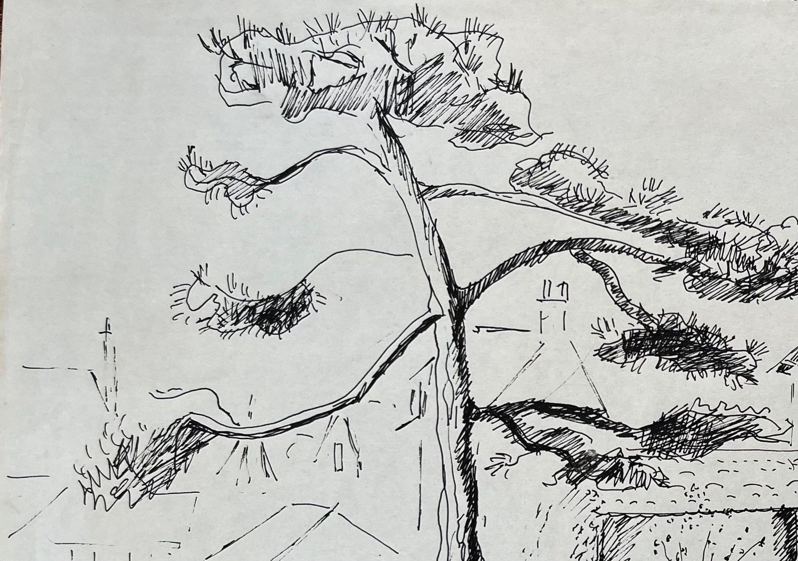 Anne Marie Migette Perardmid 20th Century Post Impressionist Ink Drawing Of Garden And Village Houses photo Art